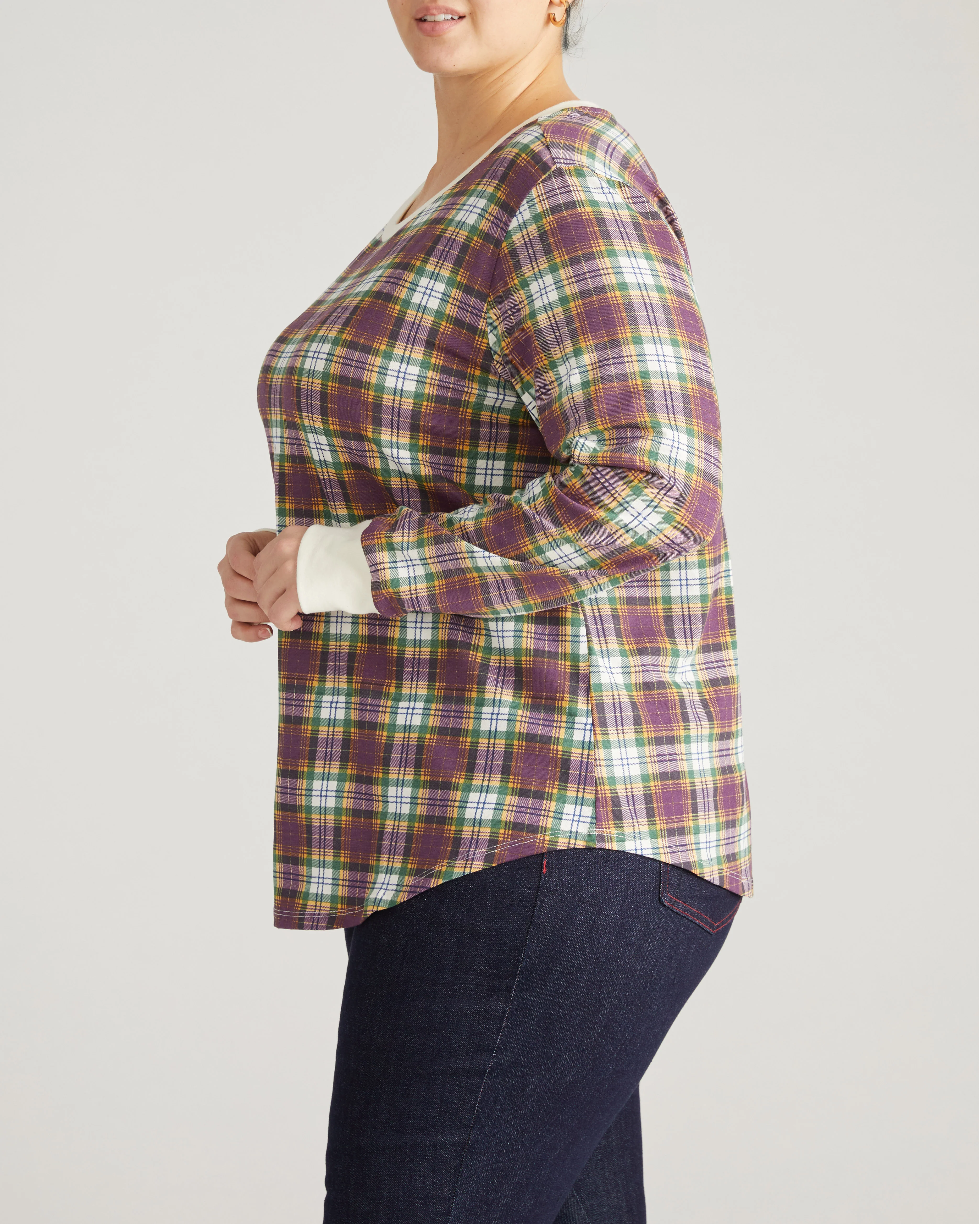 Long Sleeve Tee Rex - Purple Plaid - Image 3