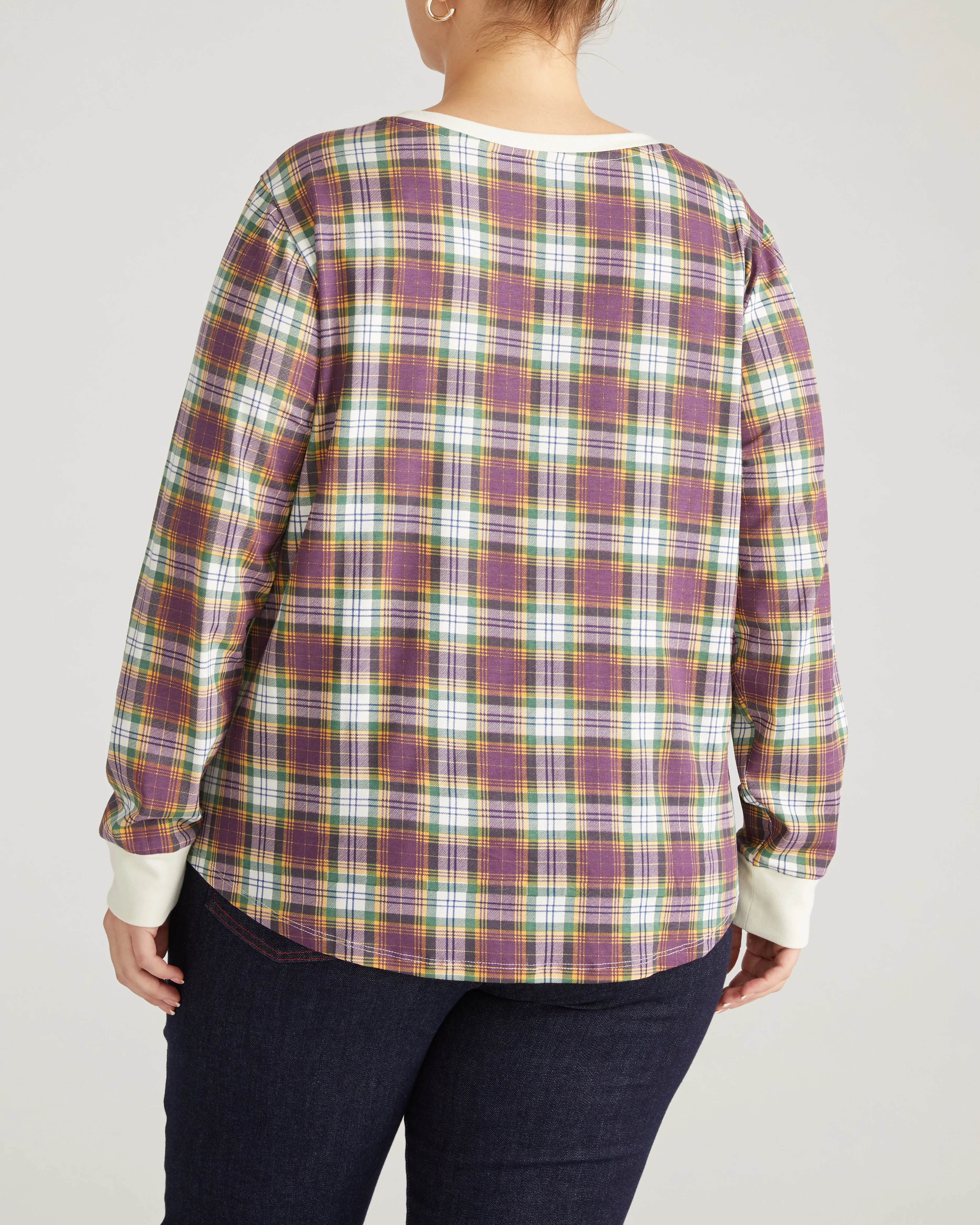 Long Sleeve Tee Rex - Purple Plaid - Image 4