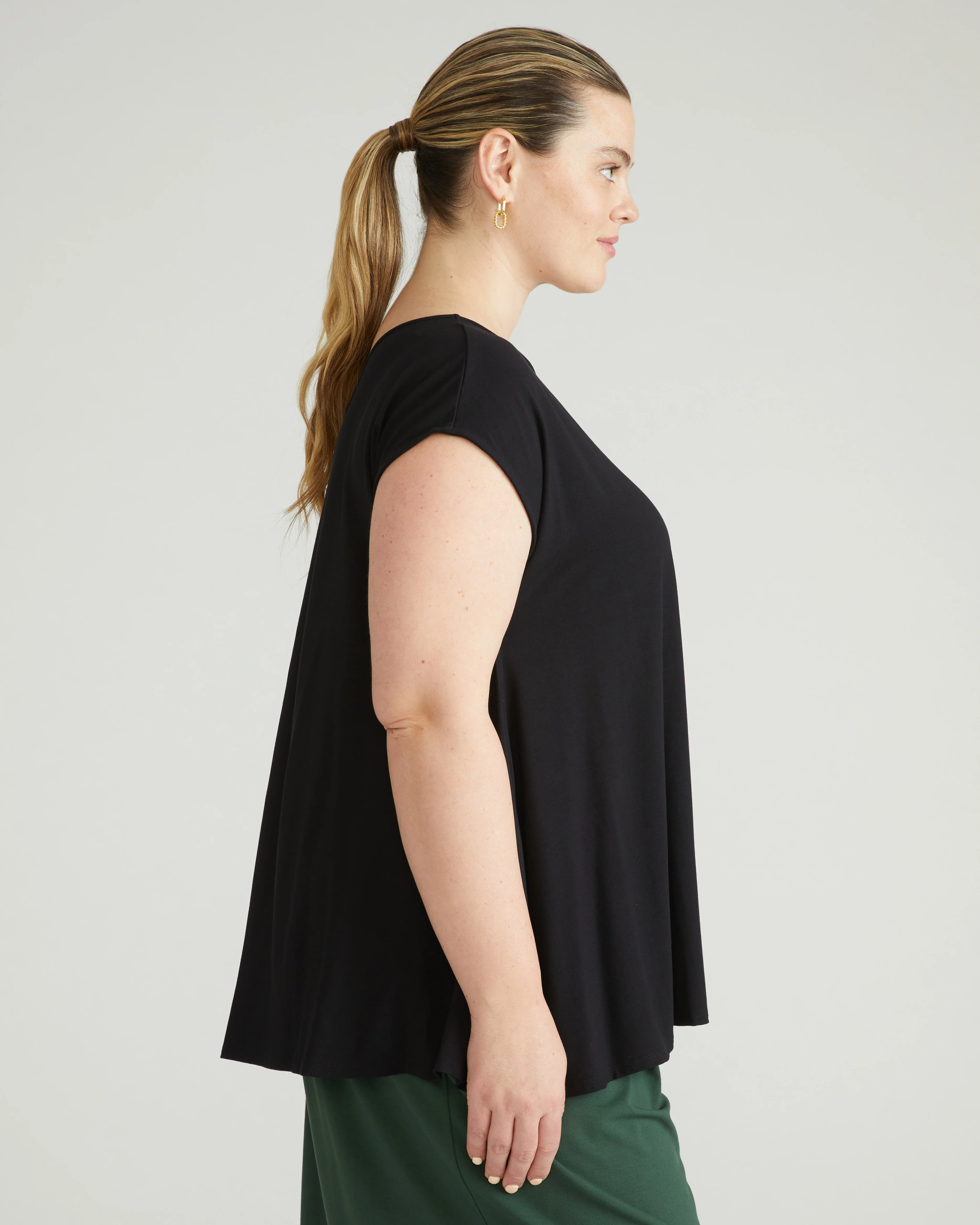 Heatwave Divine Jersey Flared Top - Black - Image 5