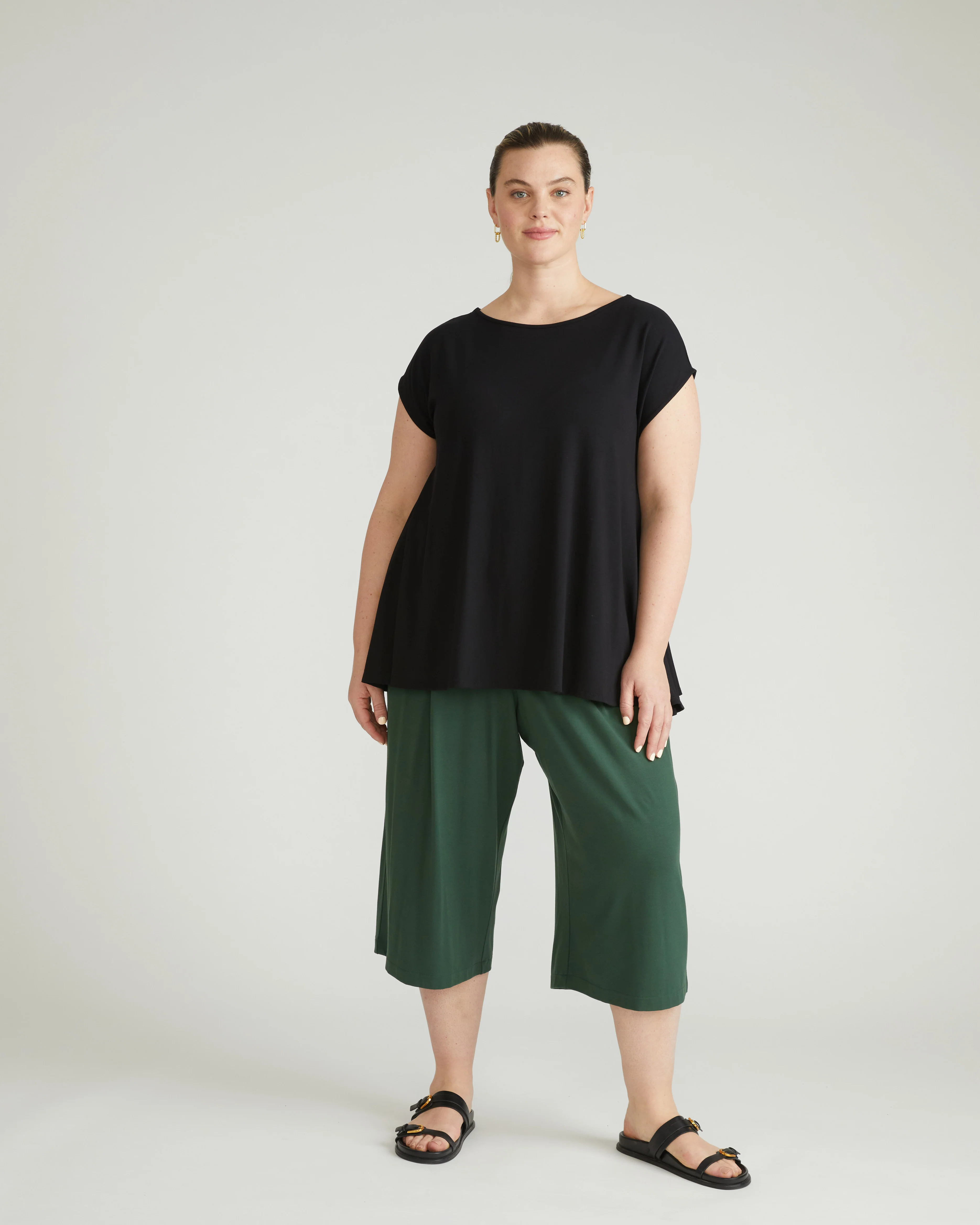 Heatwave Divine Jersey Flared Top - Black - Image 4