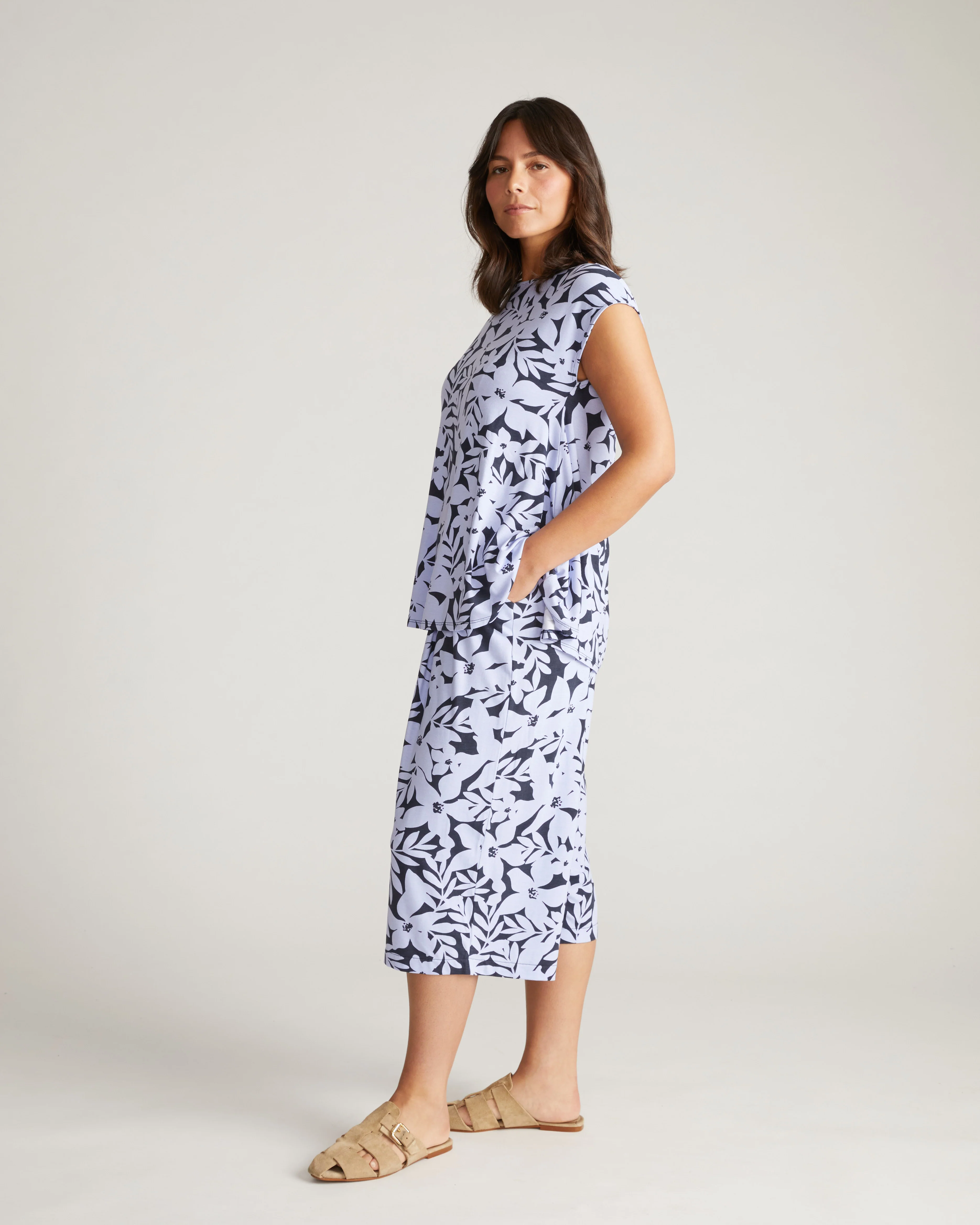 Lotti Jersey Culottes - Petal Palette Print in Jacaranda - Image 2