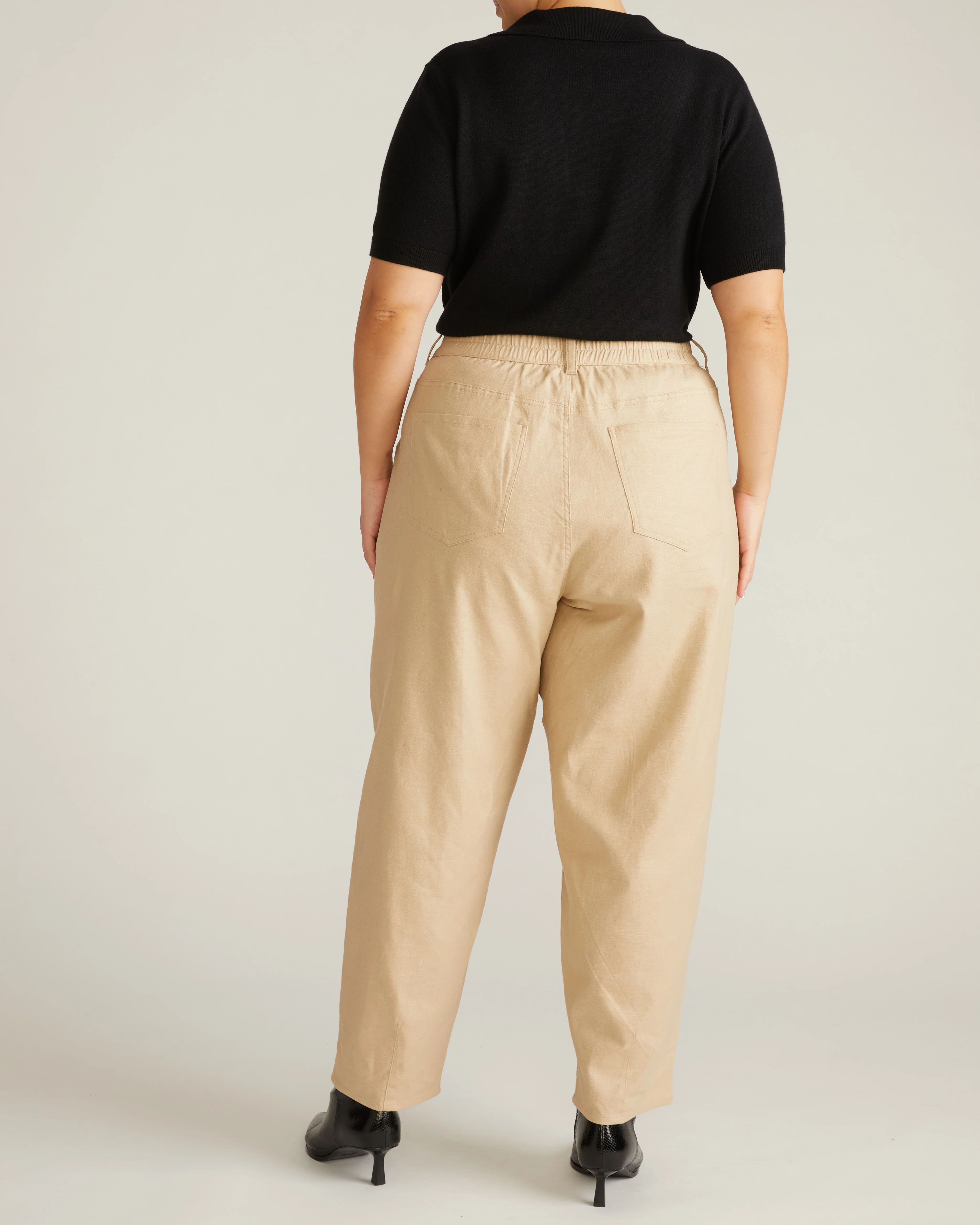 Lou Barrel Leg Linen Pants - Danish Coffee - Image 5