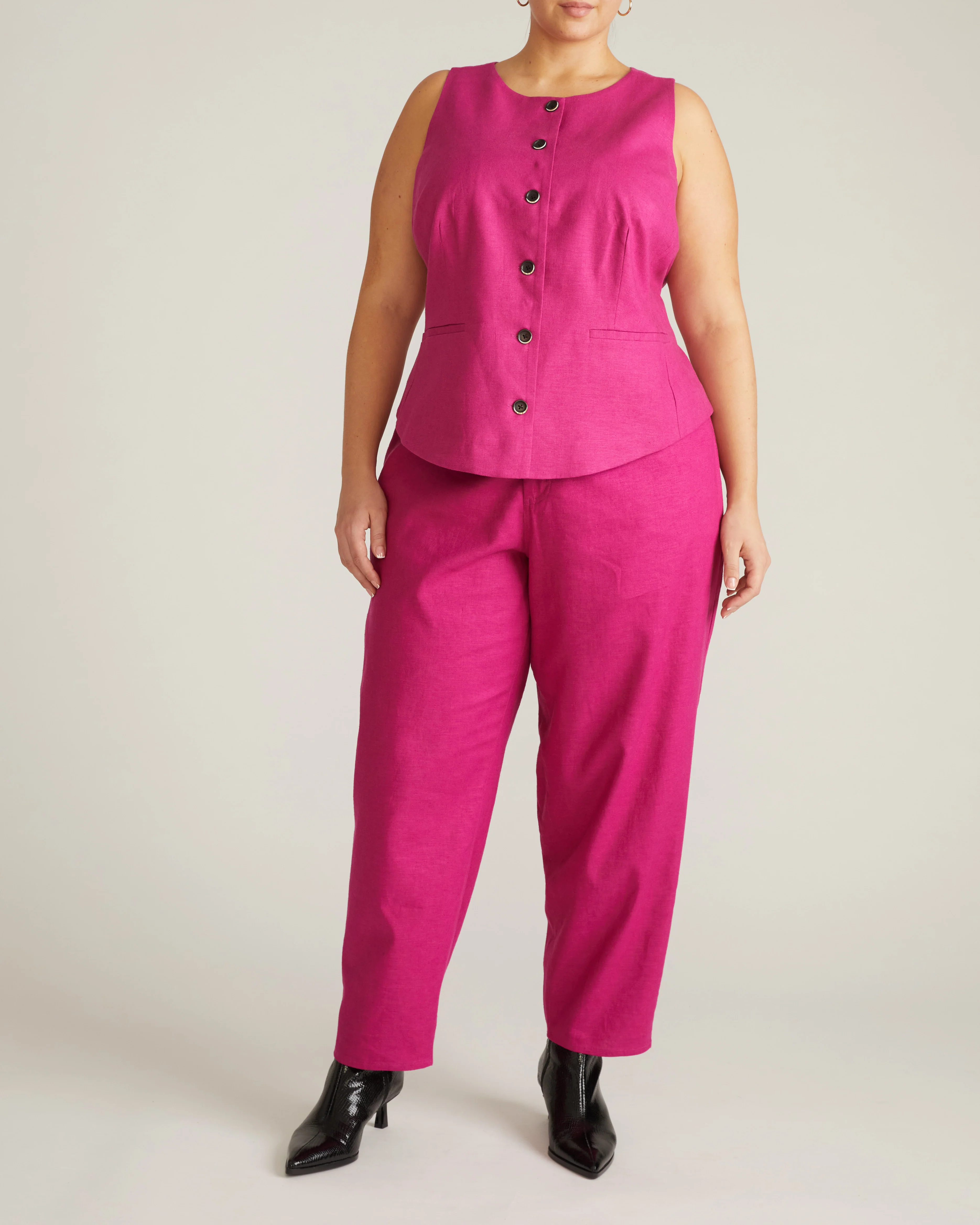Lou Barrel Leg Linen Pants - Hyper Pink - Image 3