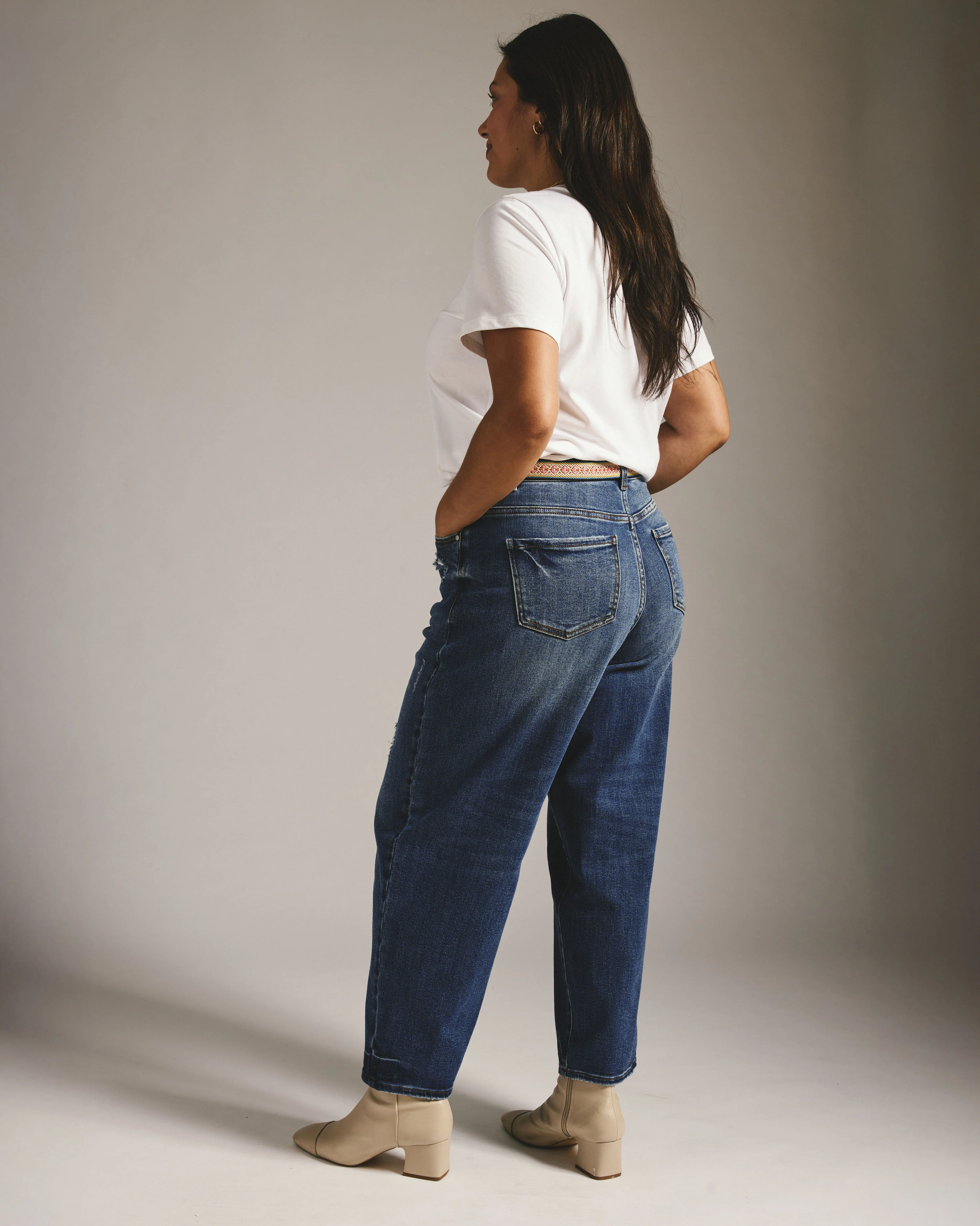 Lou High Rise Barrel Leg Jeans - Princeton Blue - Image 3