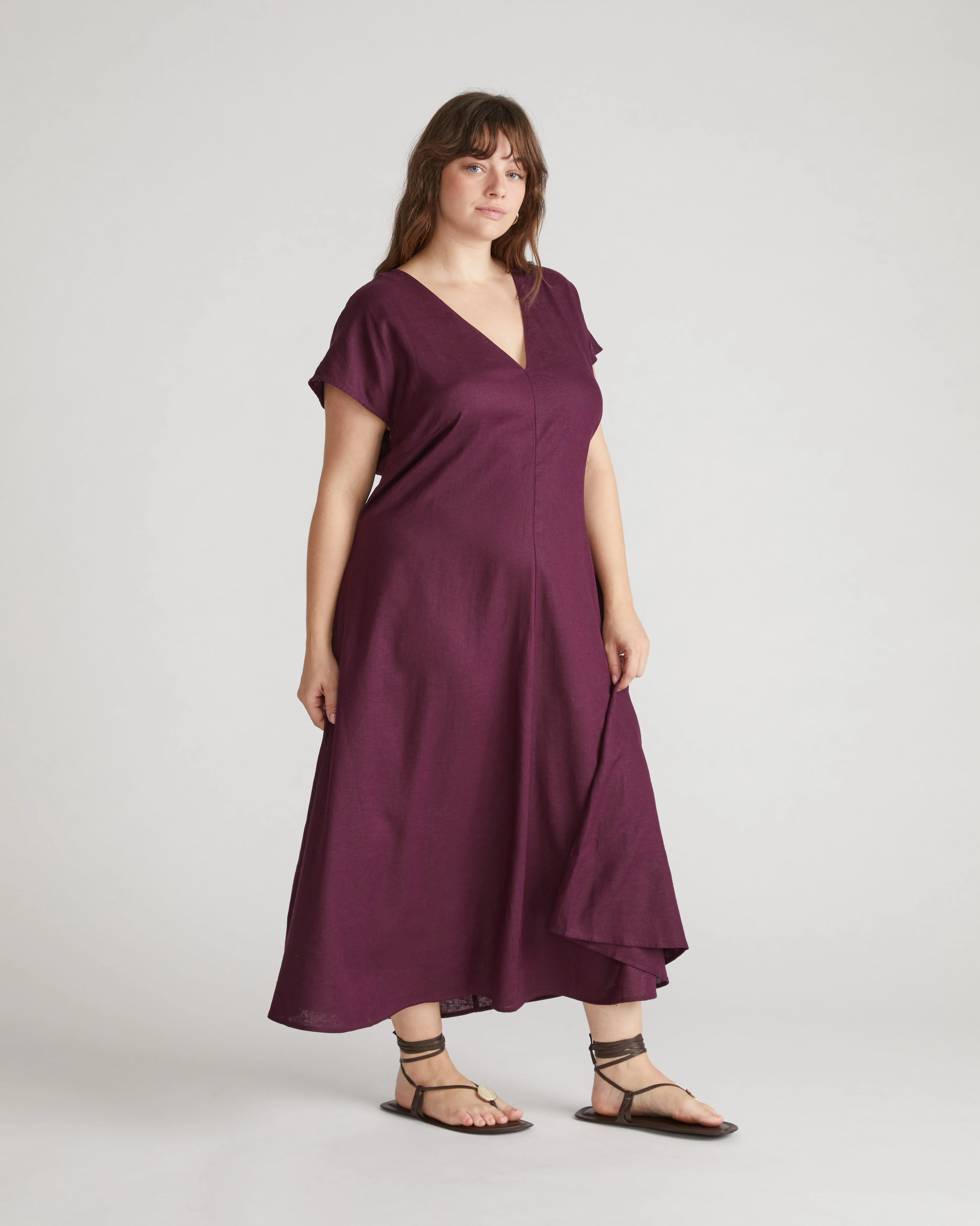 Louvre Bow Back Linen Dress - Acai - Image 4