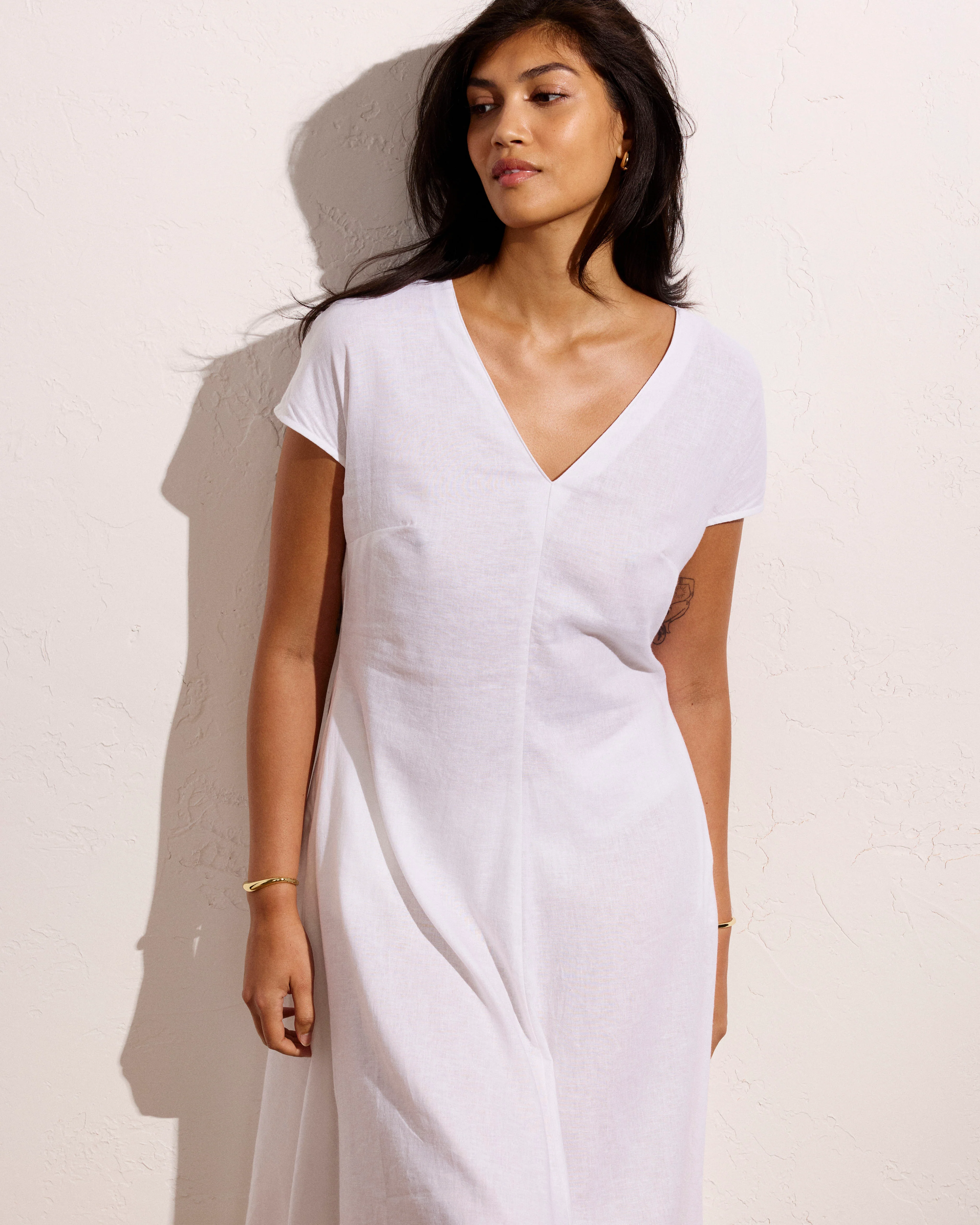 Louvre Bow Back Linen Dress - Bright White - Image 3
