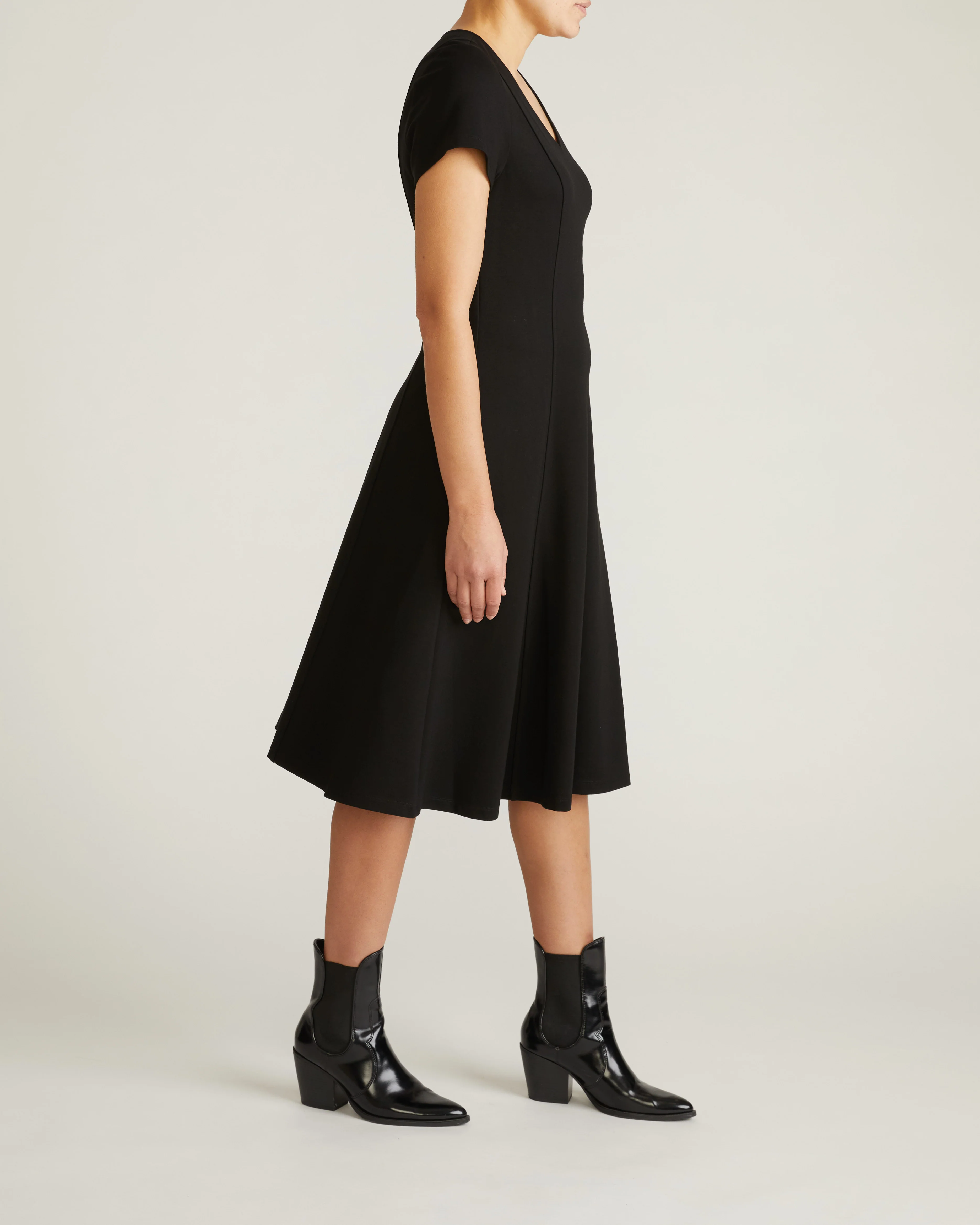 Lucinda Ponte Midi Dress - Black - Image 4