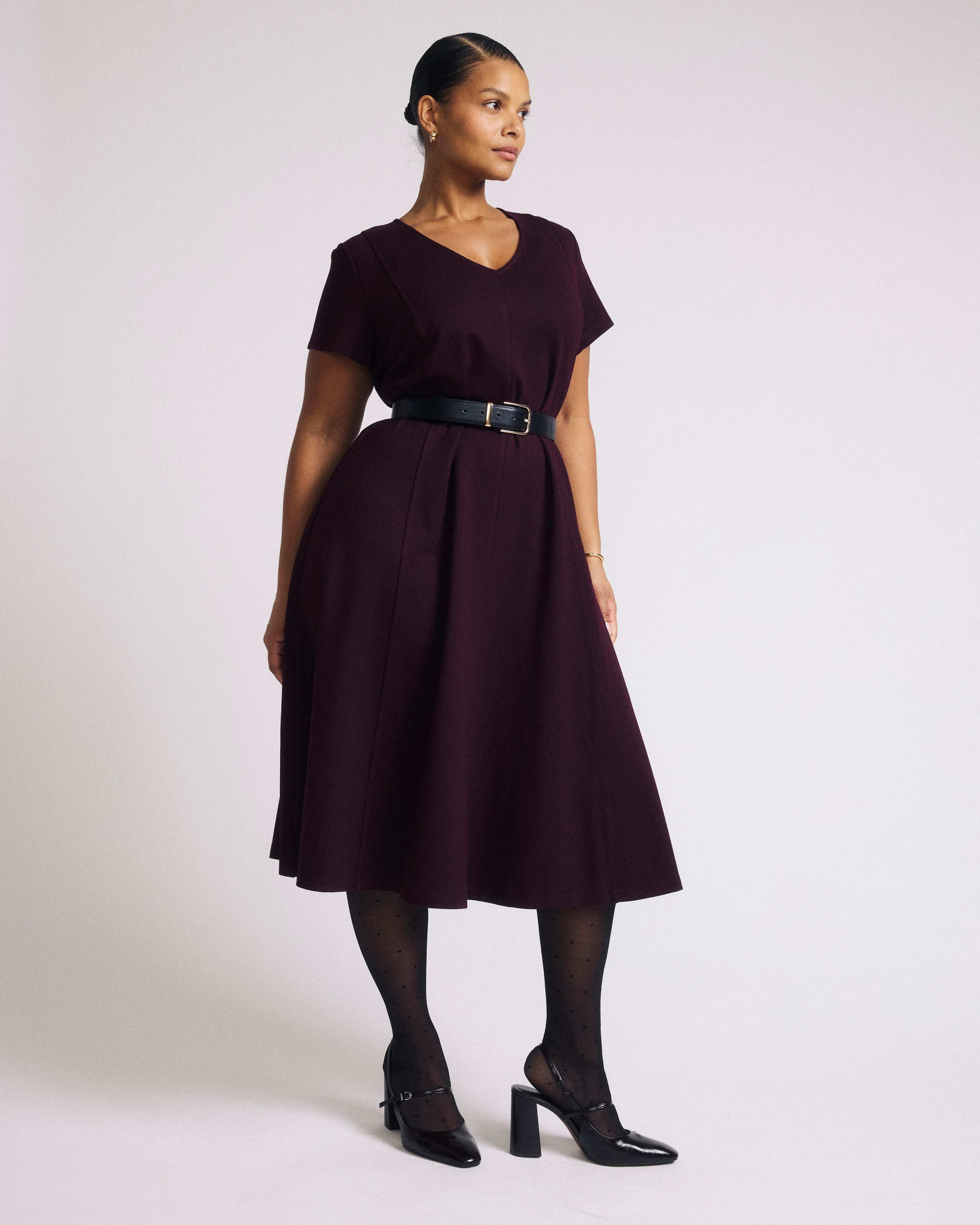 Lucinda Ponte Midi Dress - Black Cherry - Image 2