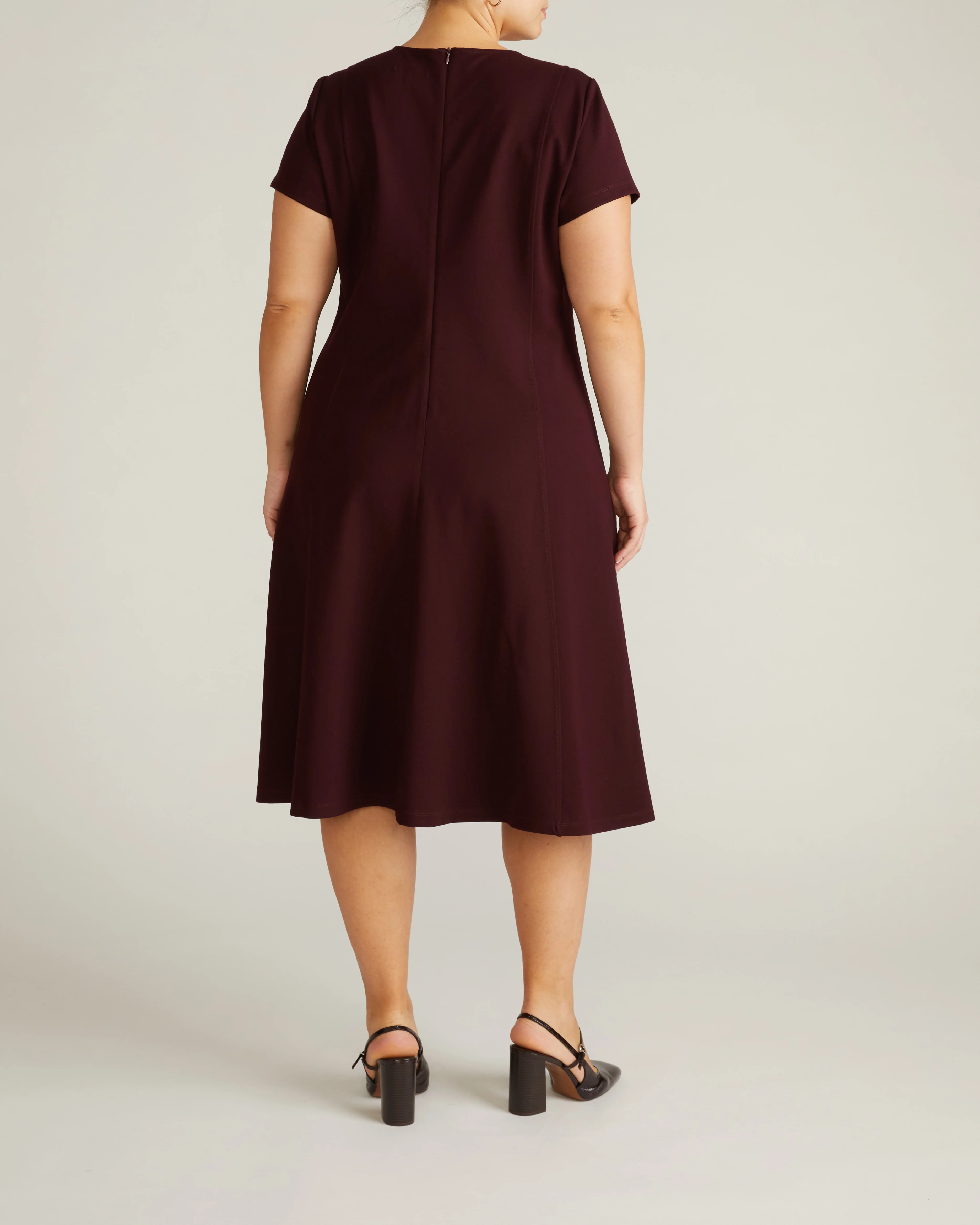 Lucinda Ponte Midi Dress - Black Cherry - Image 5