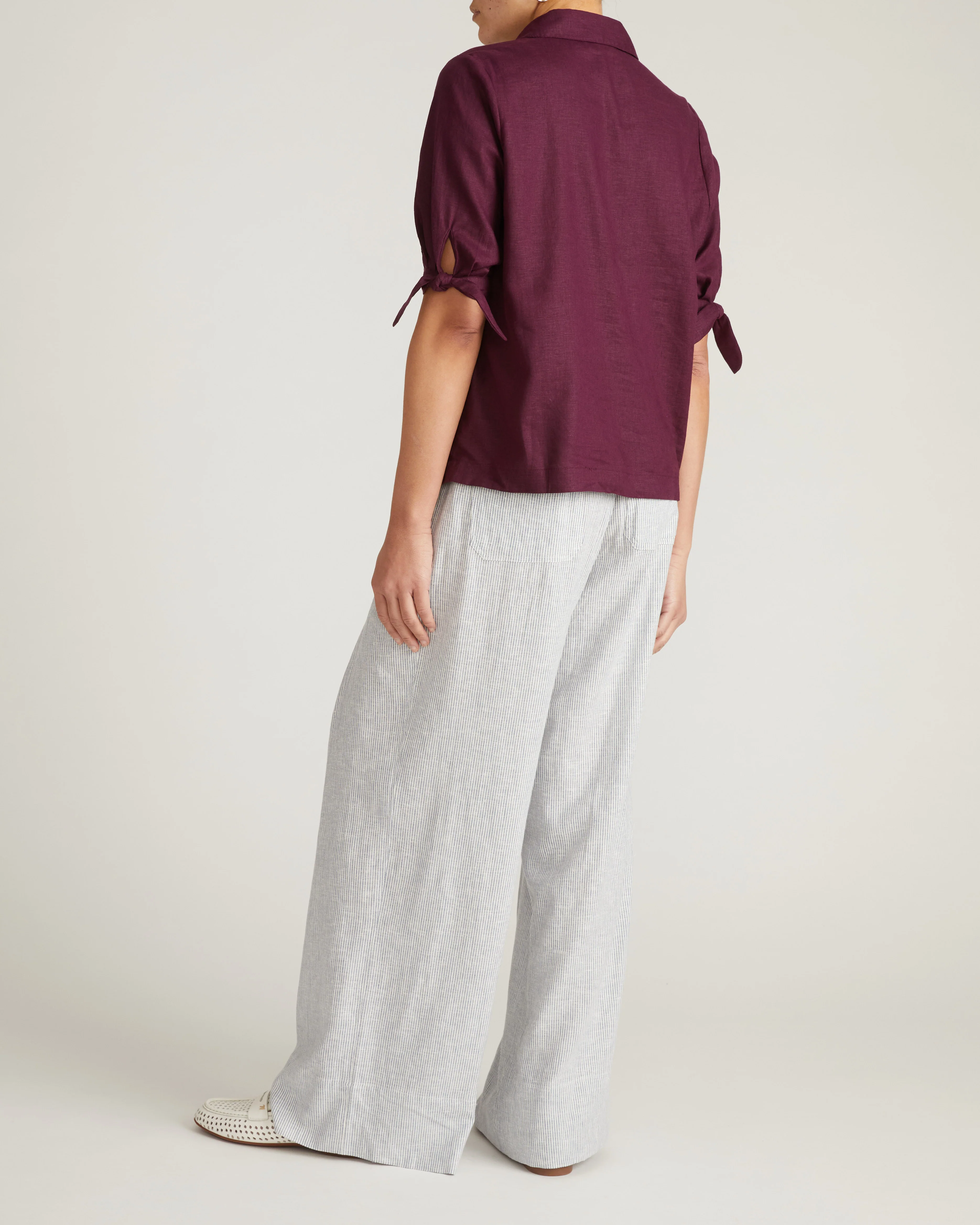 Luisa Short Sleeve Linen Shirt - Acai - Image 7