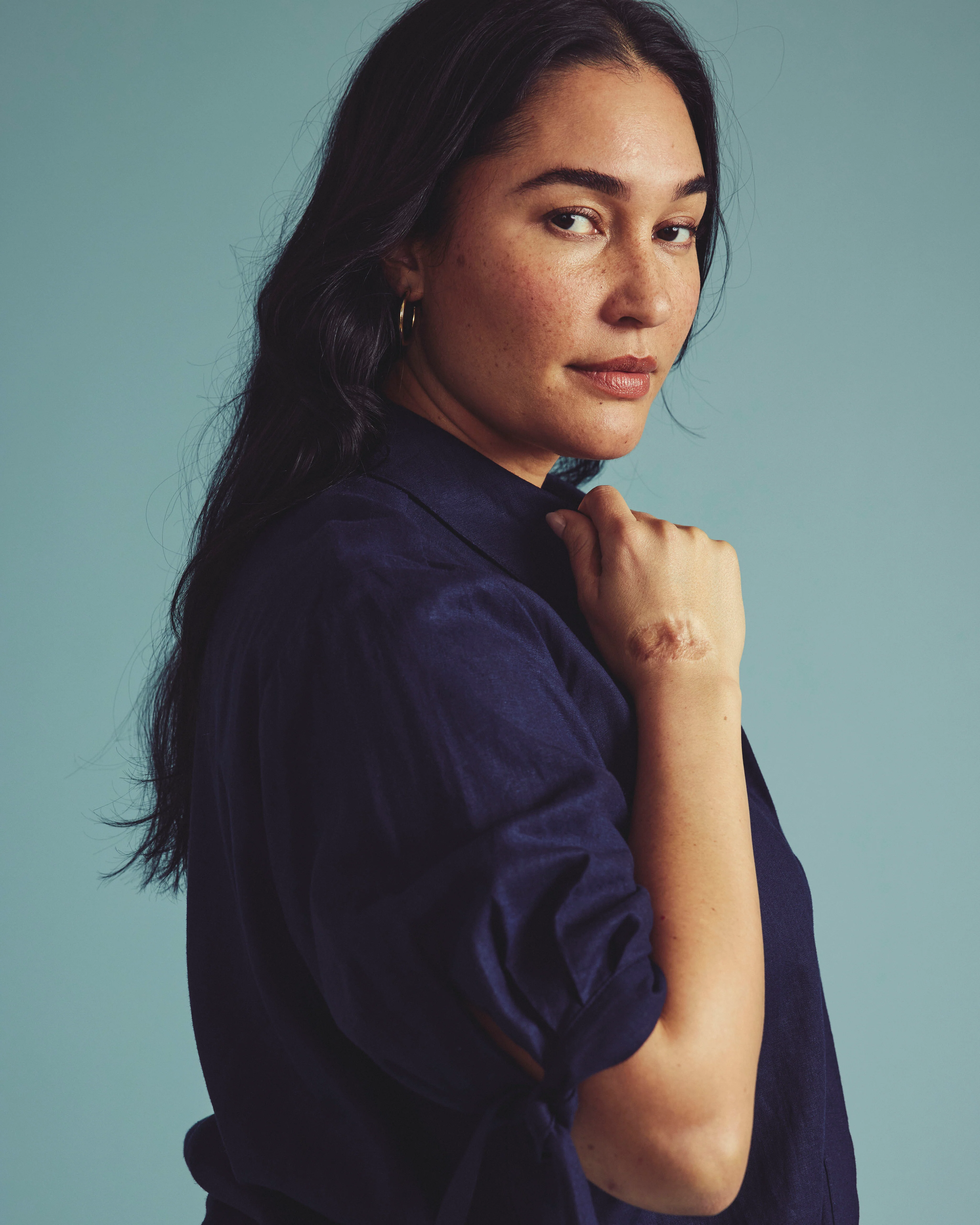 Luisa Short Sleeve Linen Shirt - Navy - Image 7