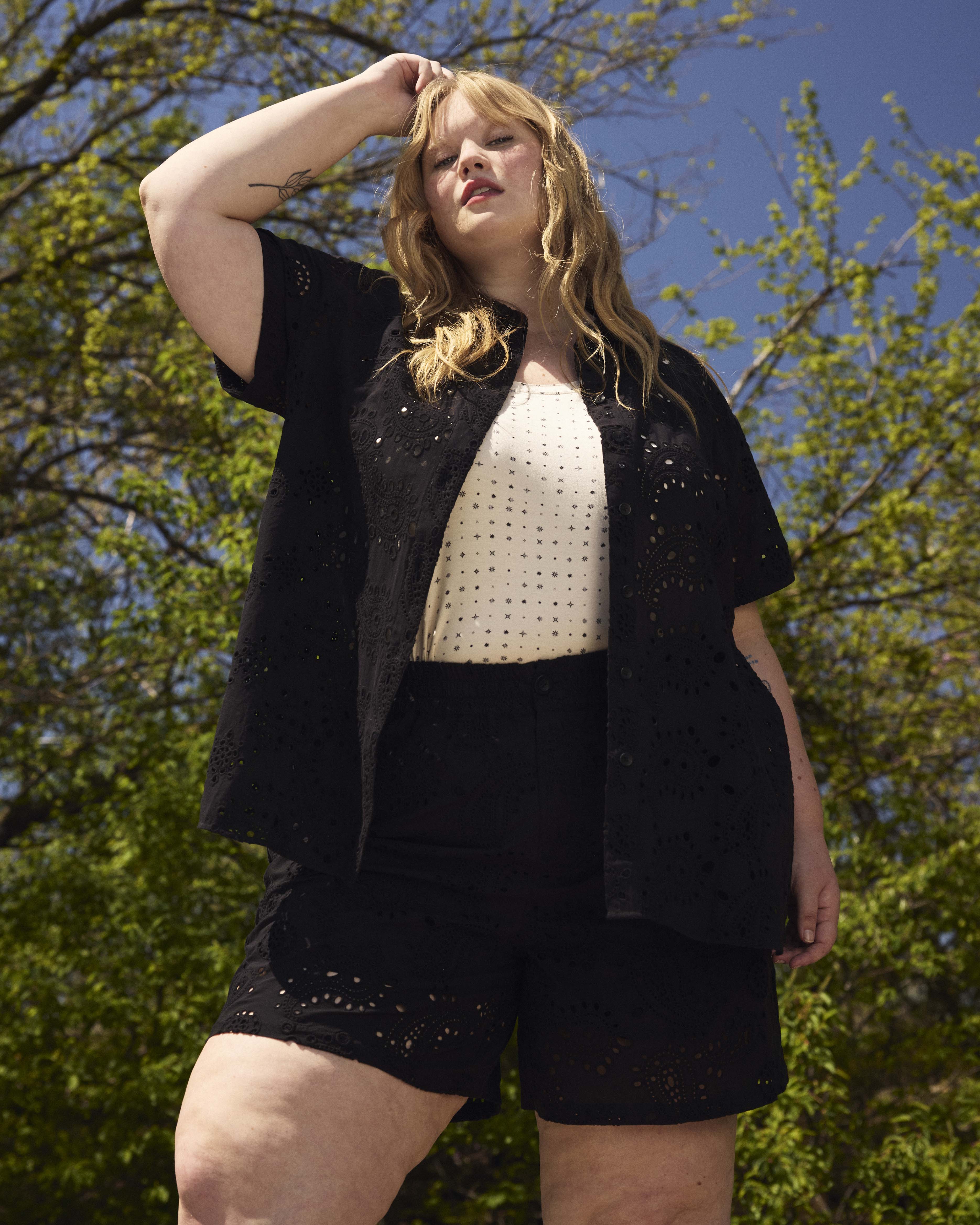 Lulu Cotton Eyelet Shorts - Black - Image 2