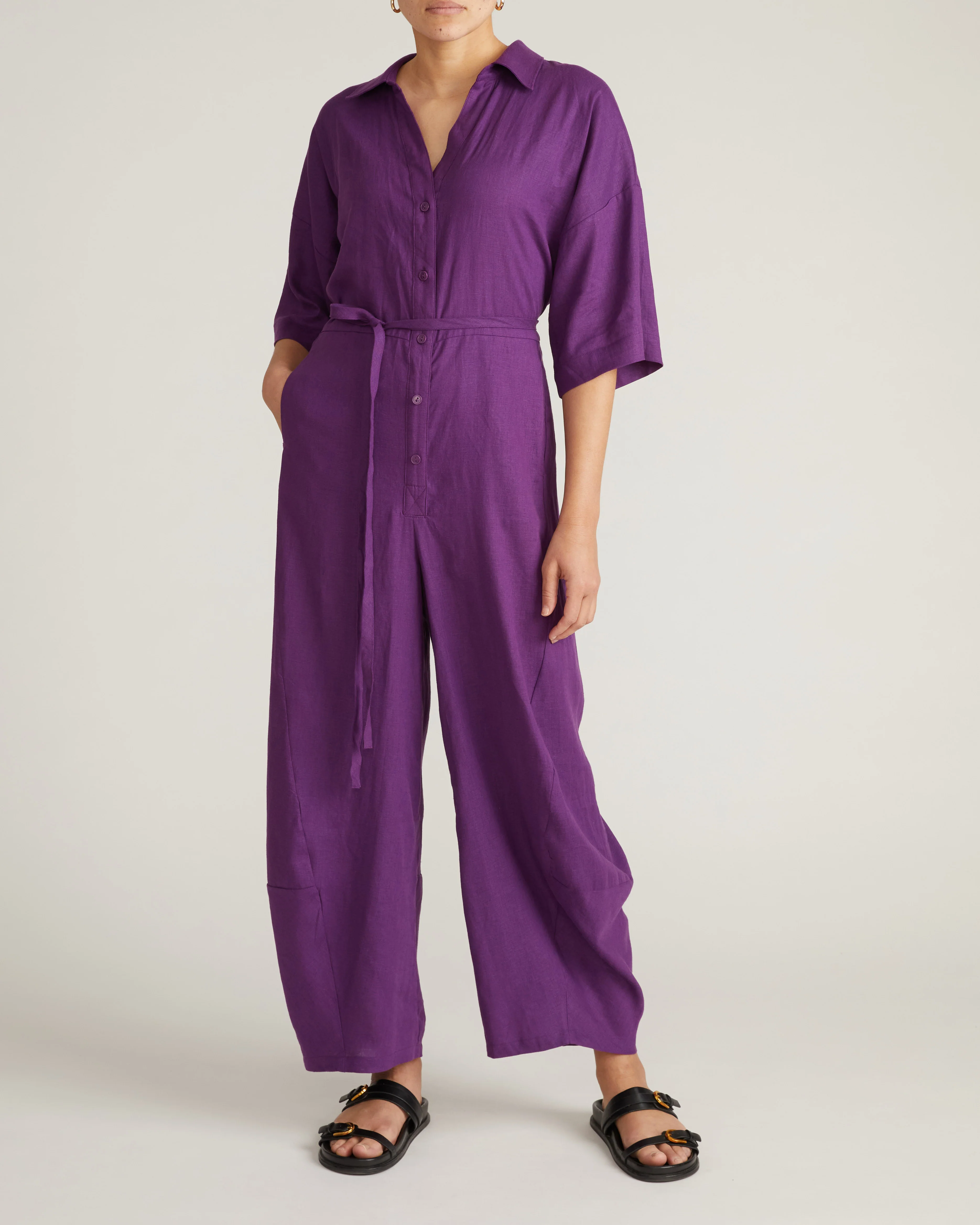 Maggie Barrel Leg Linen Jumpsuit - Dreamy Purple - Image 7