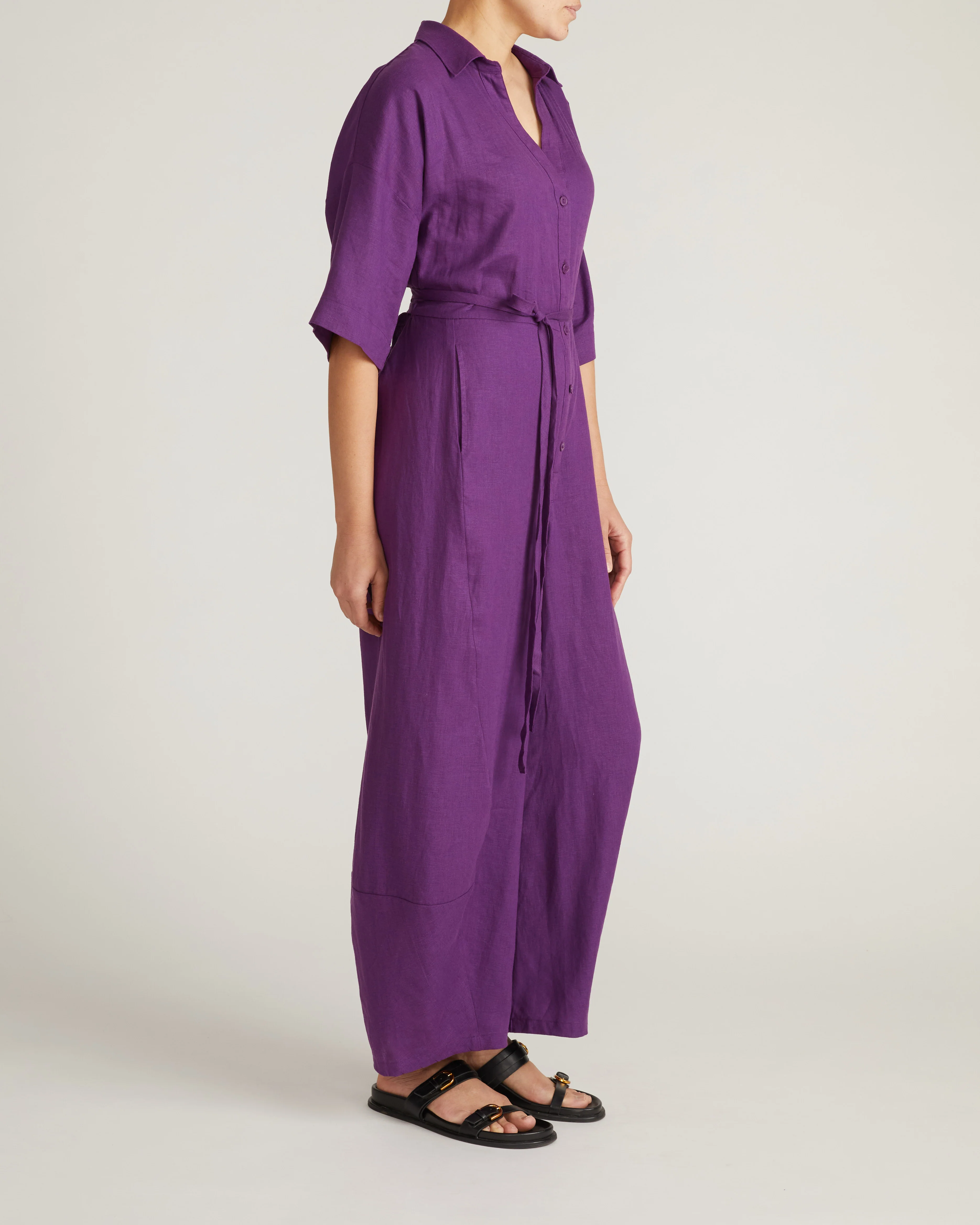 Maggie Barrel Leg Linen Jumpsuit - Dreamy Purple - Image 8