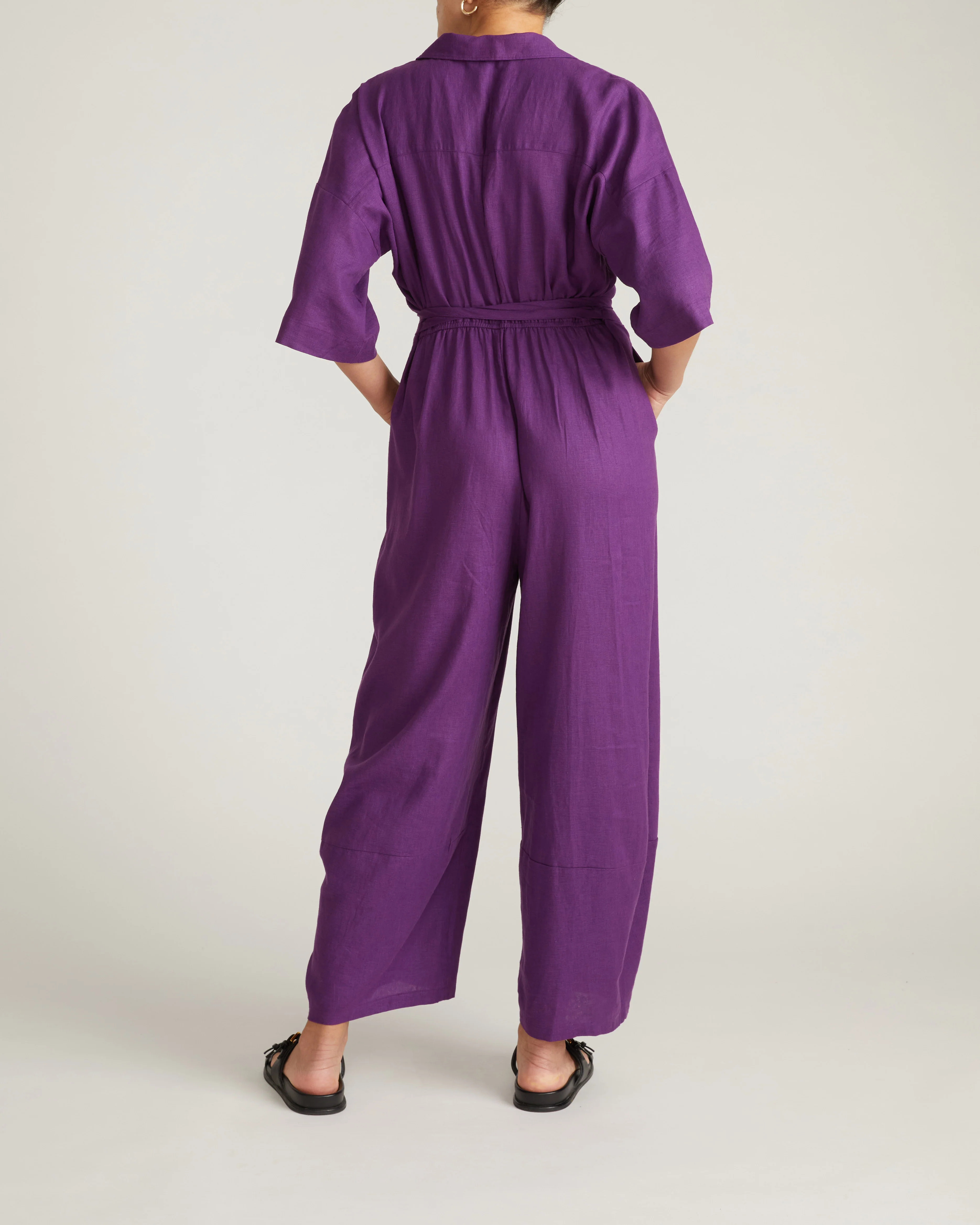 Maggie Barrel Leg Linen Jumpsuit - Dreamy Purple - Image 9