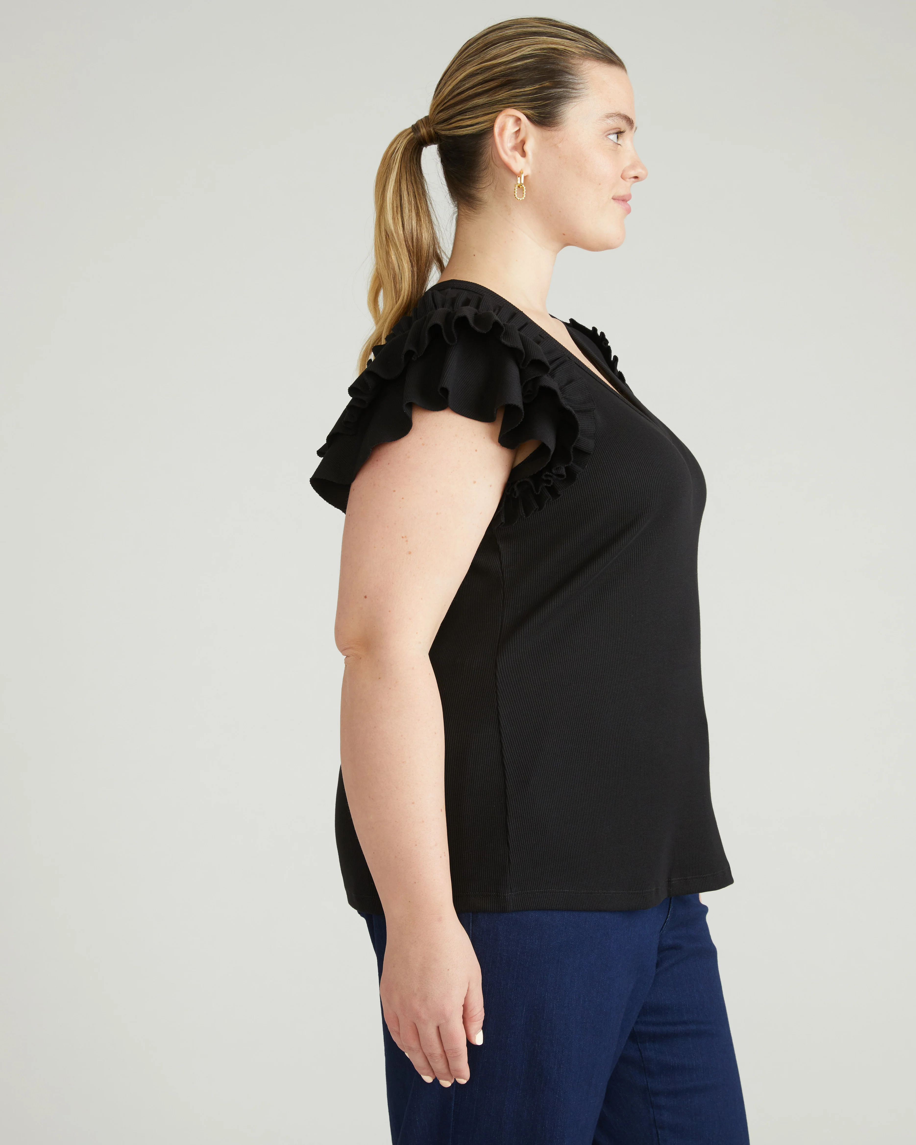Magnolia Ribbed Top - Black - Image 2