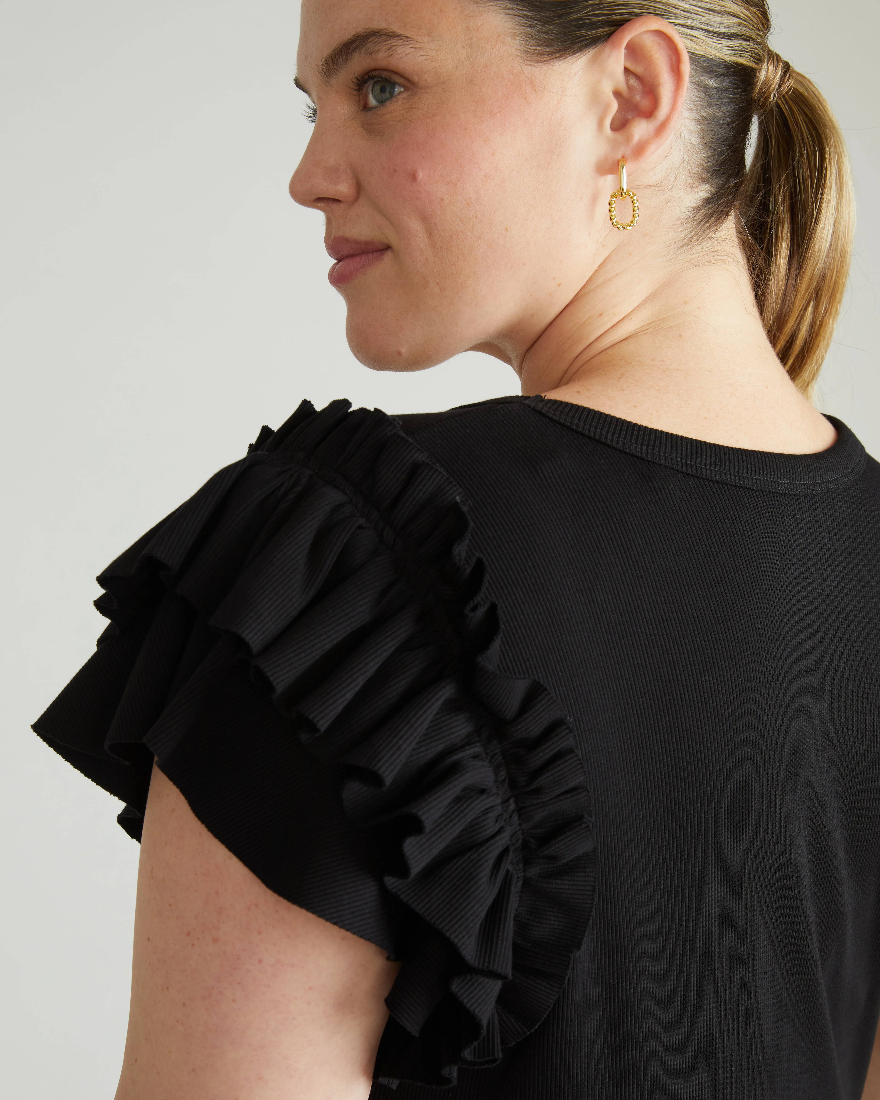 Magnolia Ribbed Top - Black - Image 3