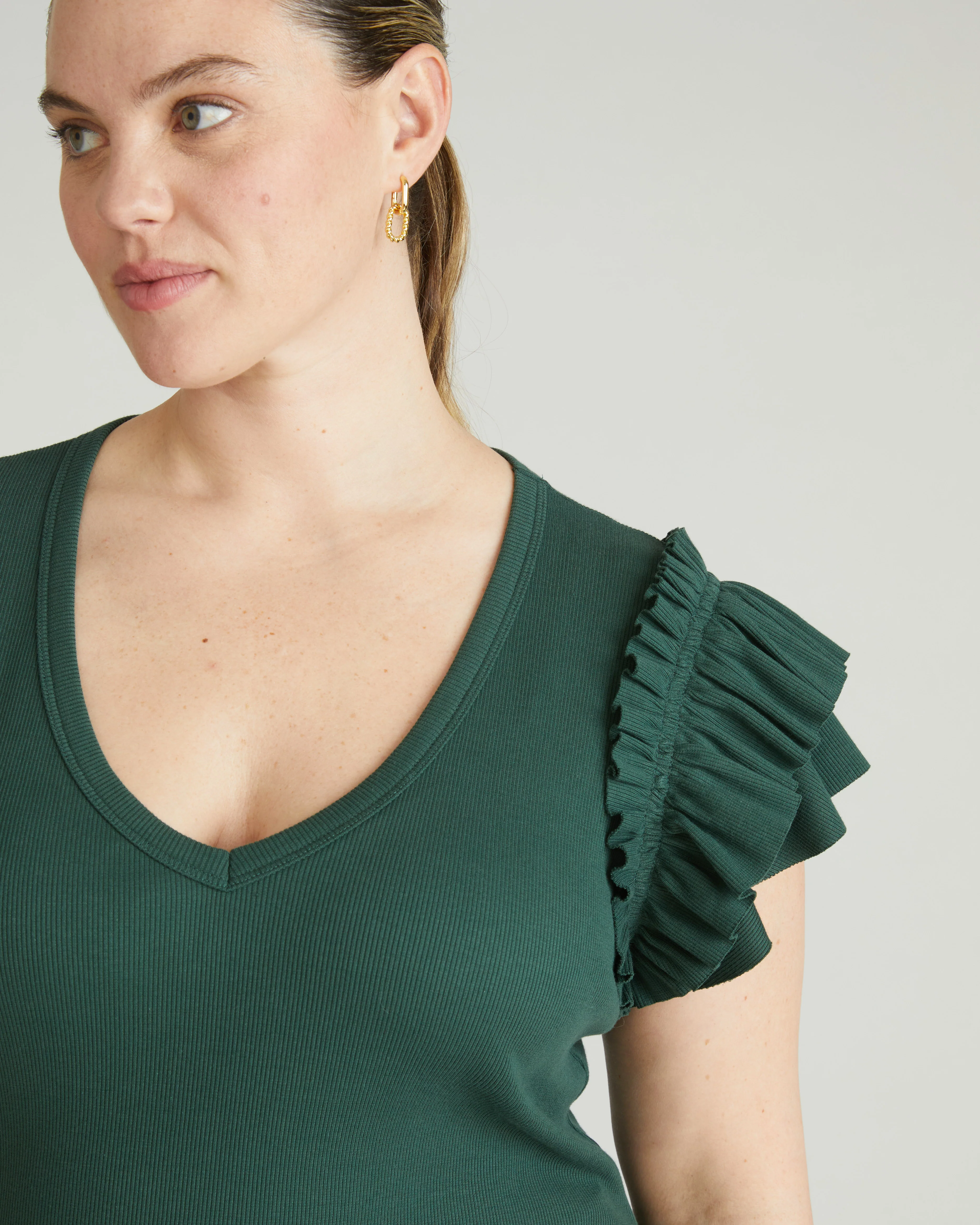 Magnolia Ribbed Top - Conifer - Image 2
