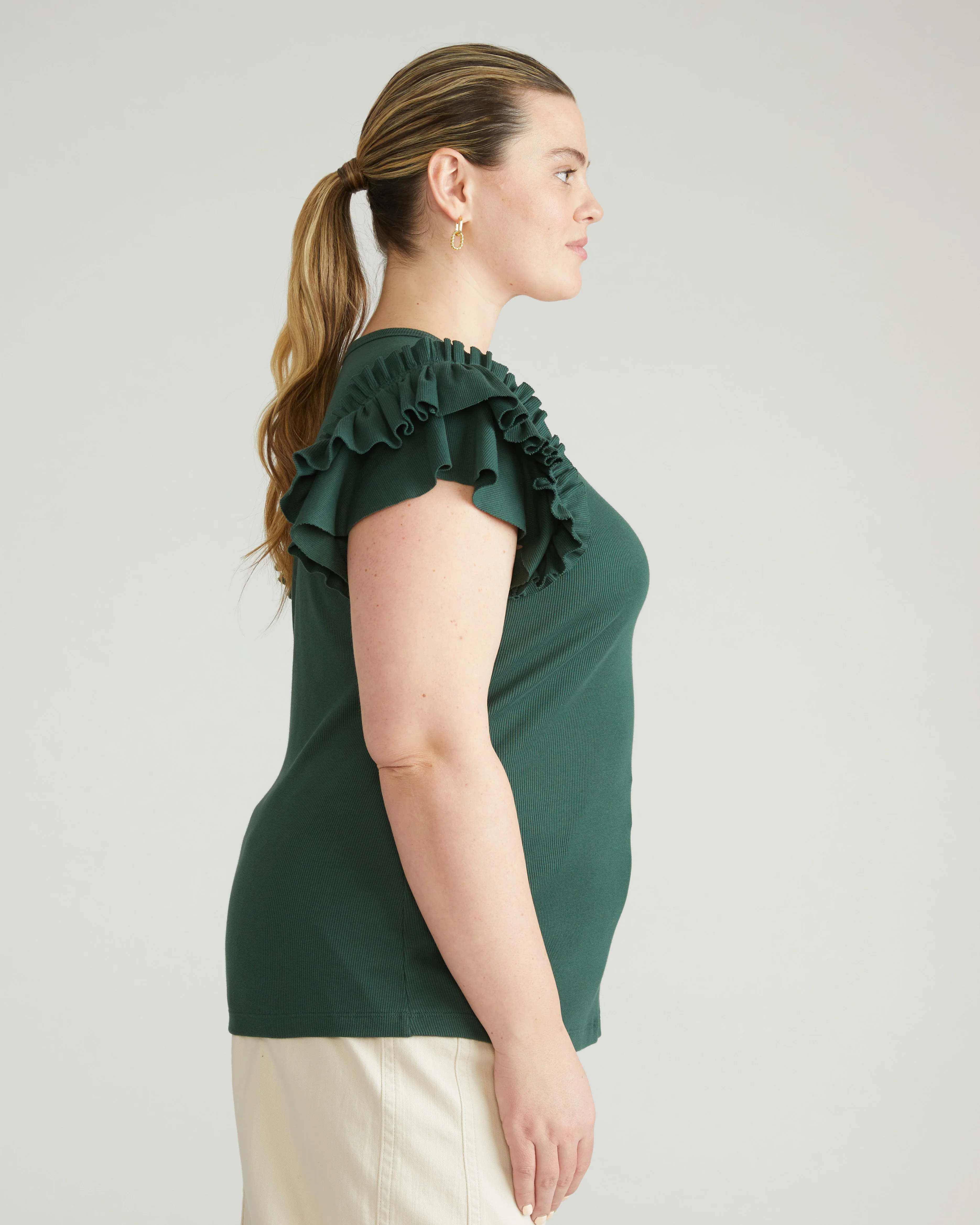 Magnolia Ribbed Top - Conifer - Image 3
