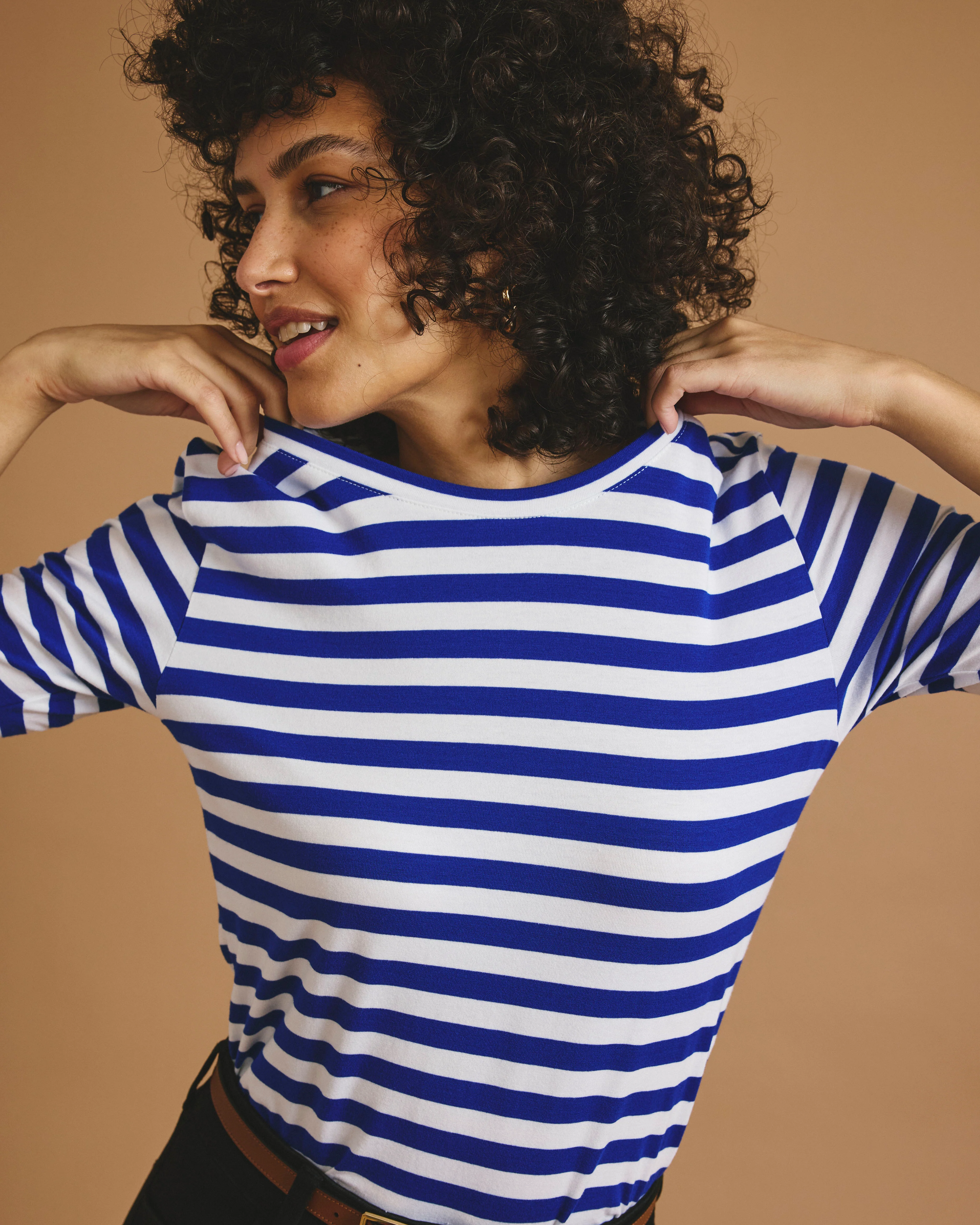 Maia Stovepipe Sleeve Tee - Hammersmith Blue/White Stripe - Image 4