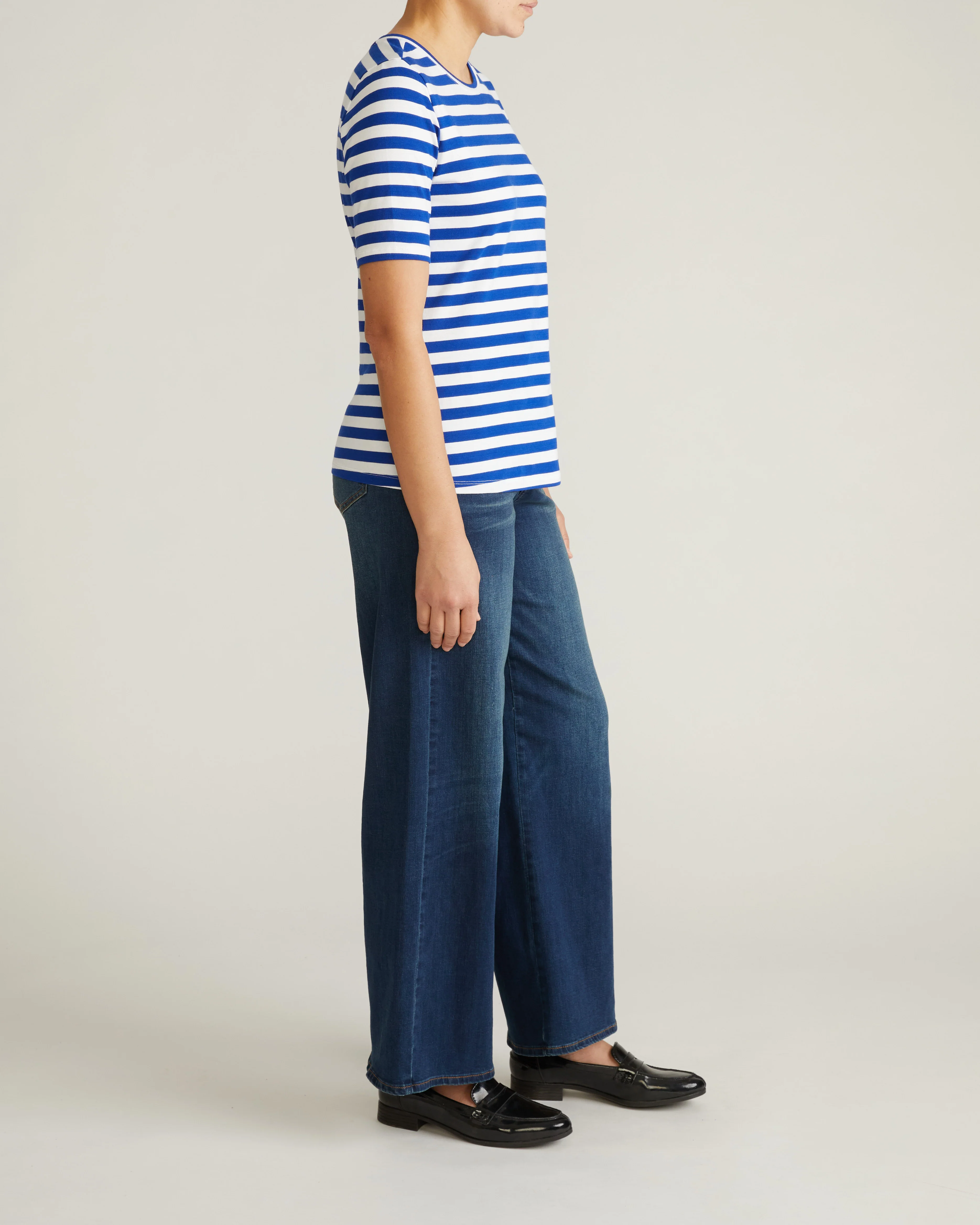 Maia Stovepipe Sleeve Tee - Hammersmith Blue/White Stripe - Image 7