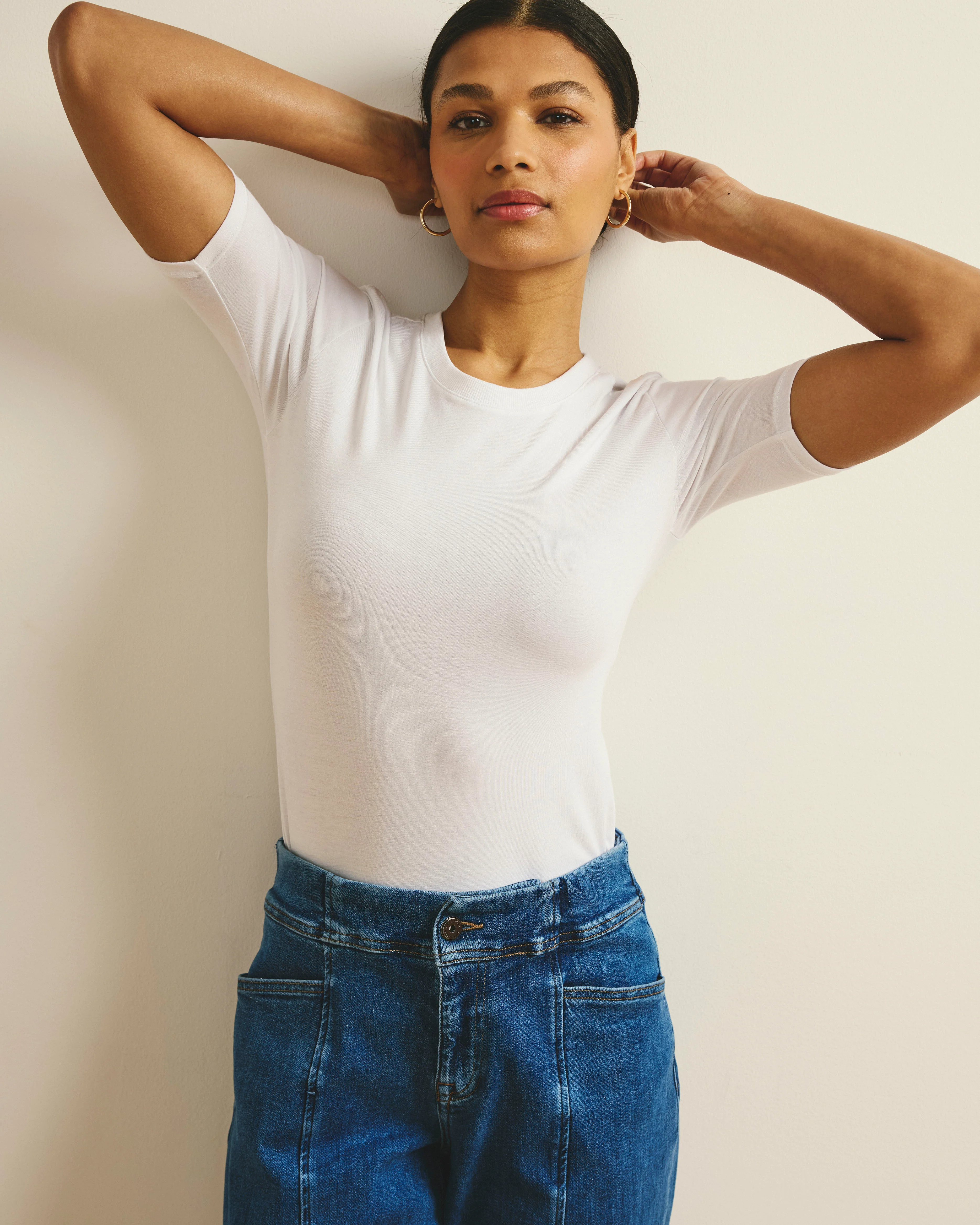 Maia Stovepipe Sleeve Tee - White - Image 4