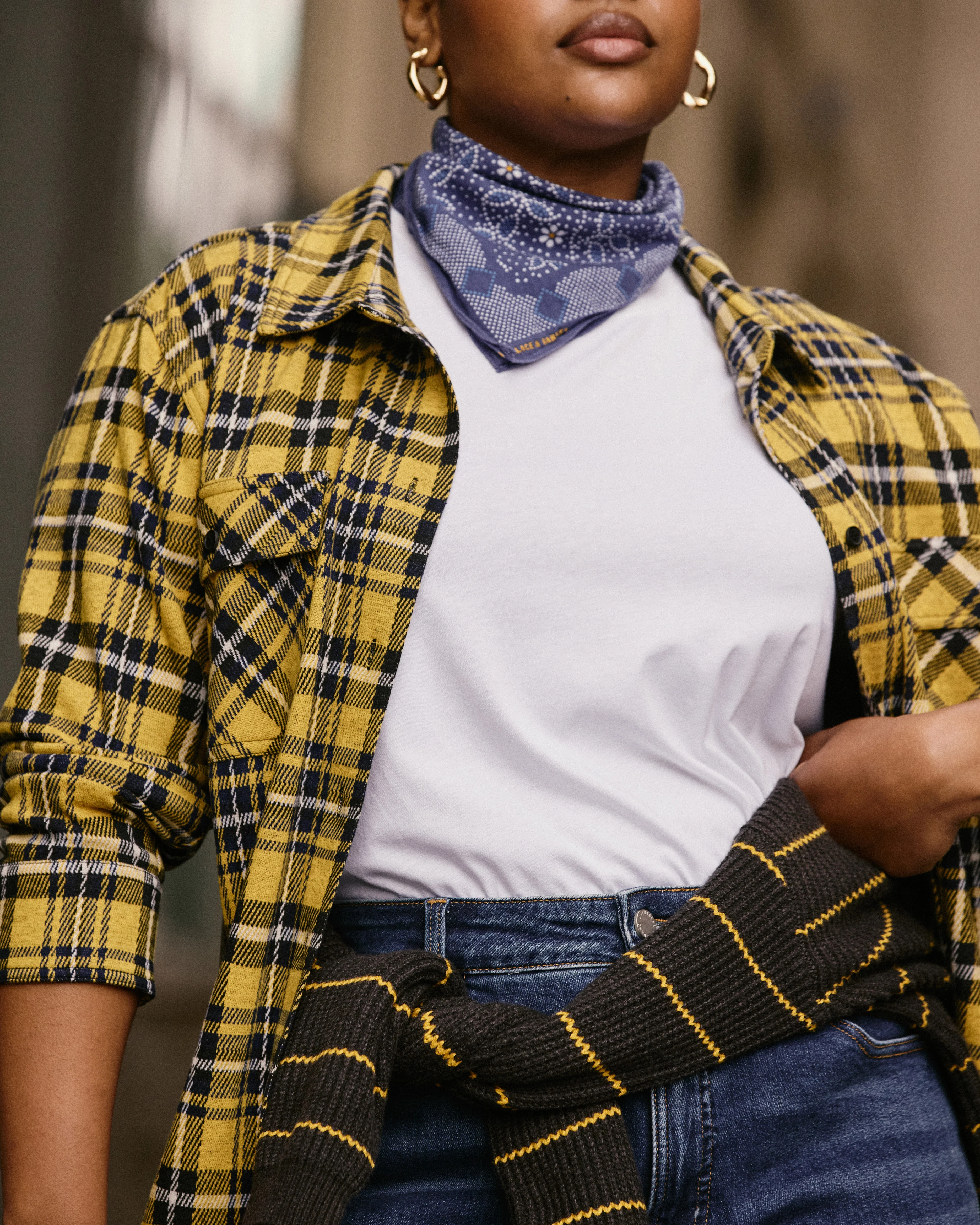 Maine Stretch Flannel Shirt - Chamomile Yellow Plaid - Image 2