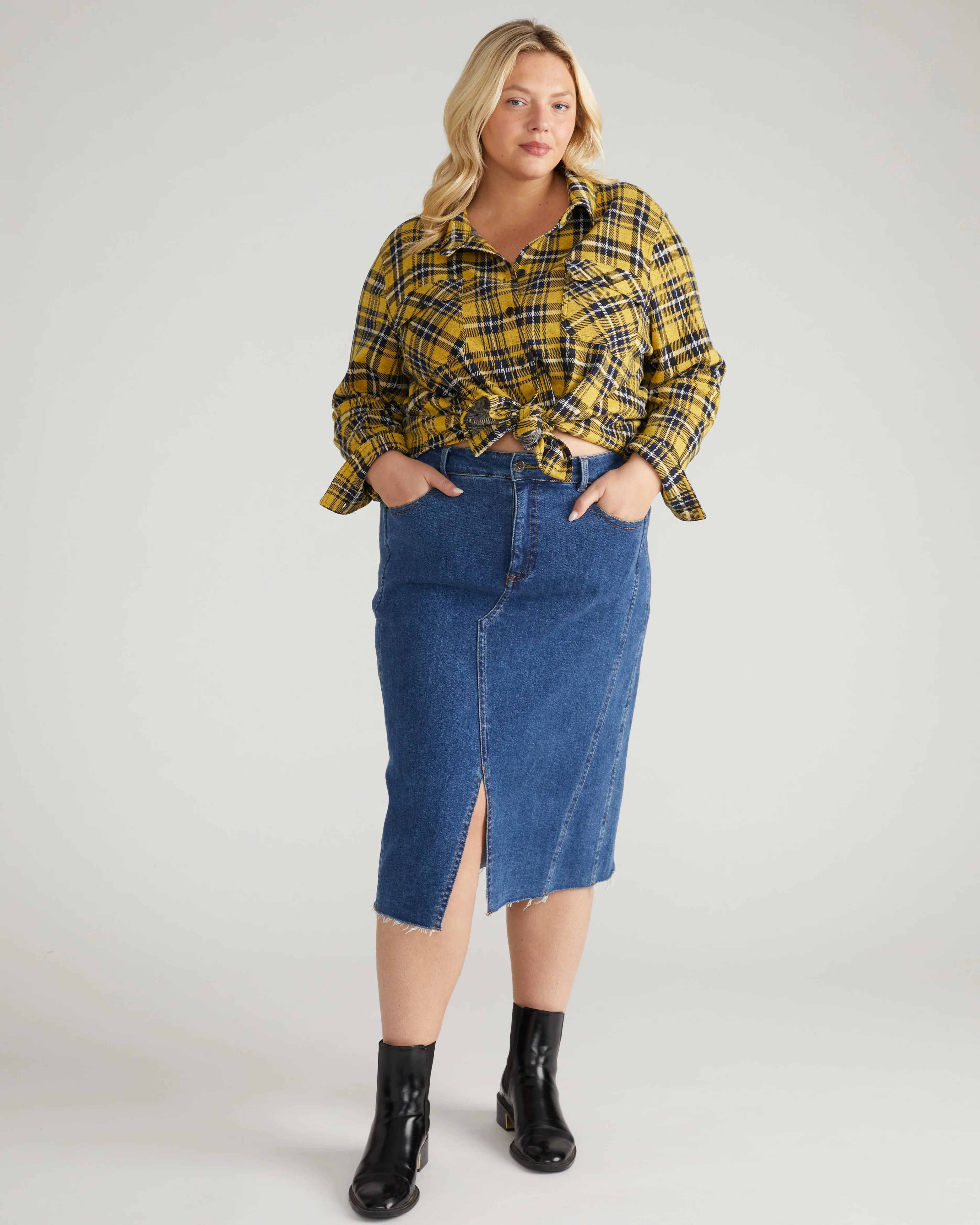 Maine Stretch Flannel Shirt - Chamomile Yellow Plaid - Image 5