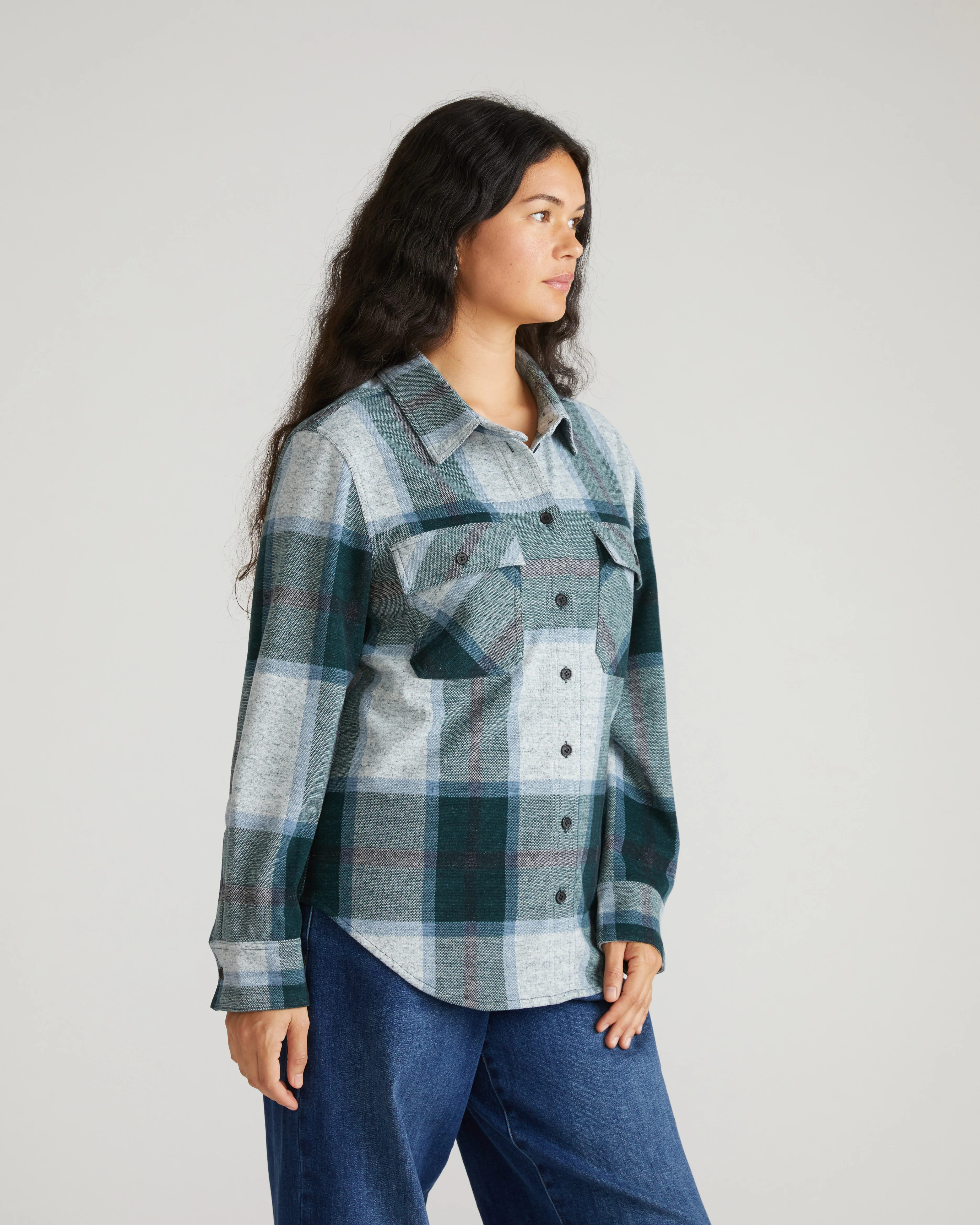 Maine Stretch Flannel Shirt - Mate Green Plaid - Image 3