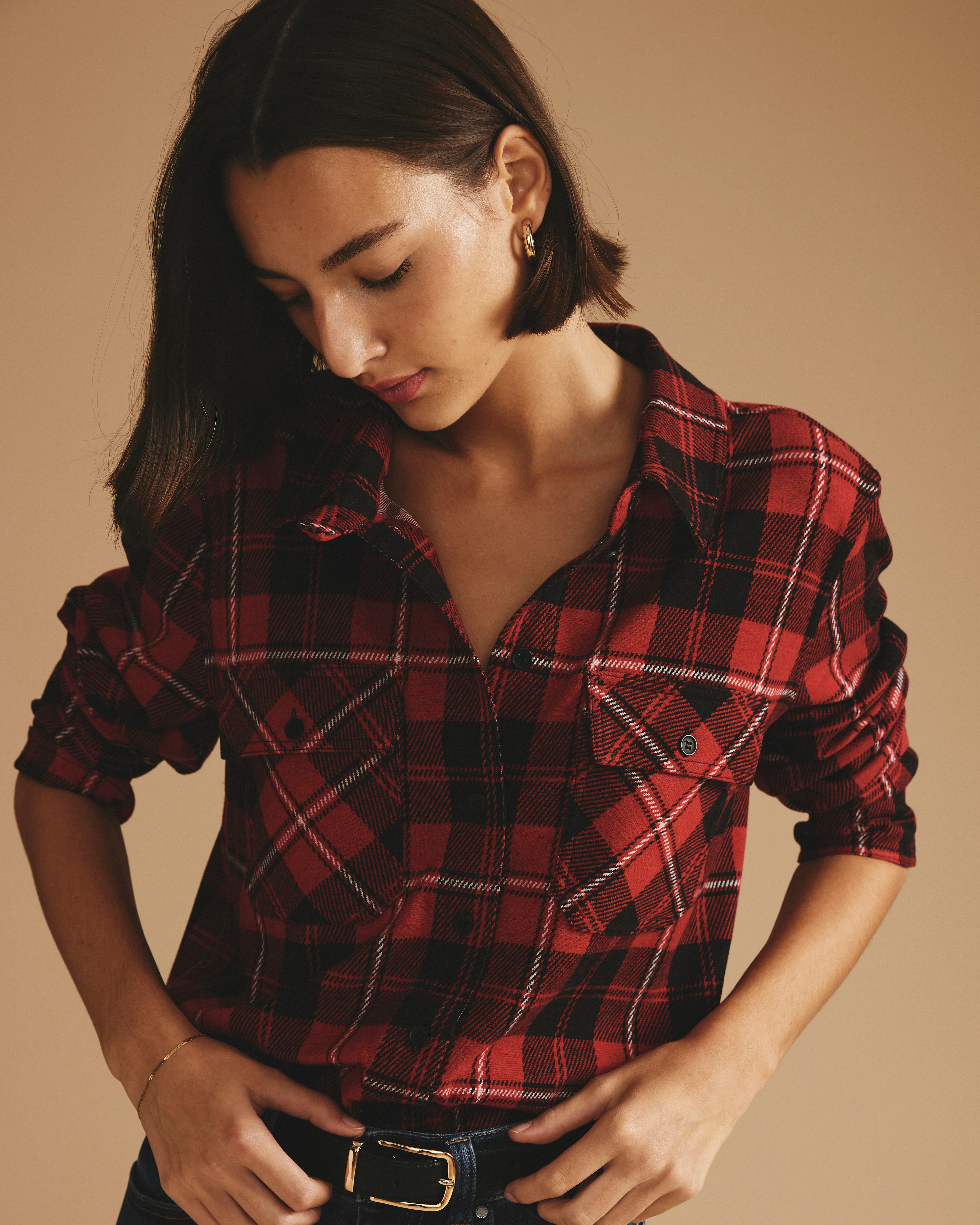 Maine Stretch Flannel Shirt - Ridge Brew Red Plaid - Image 4