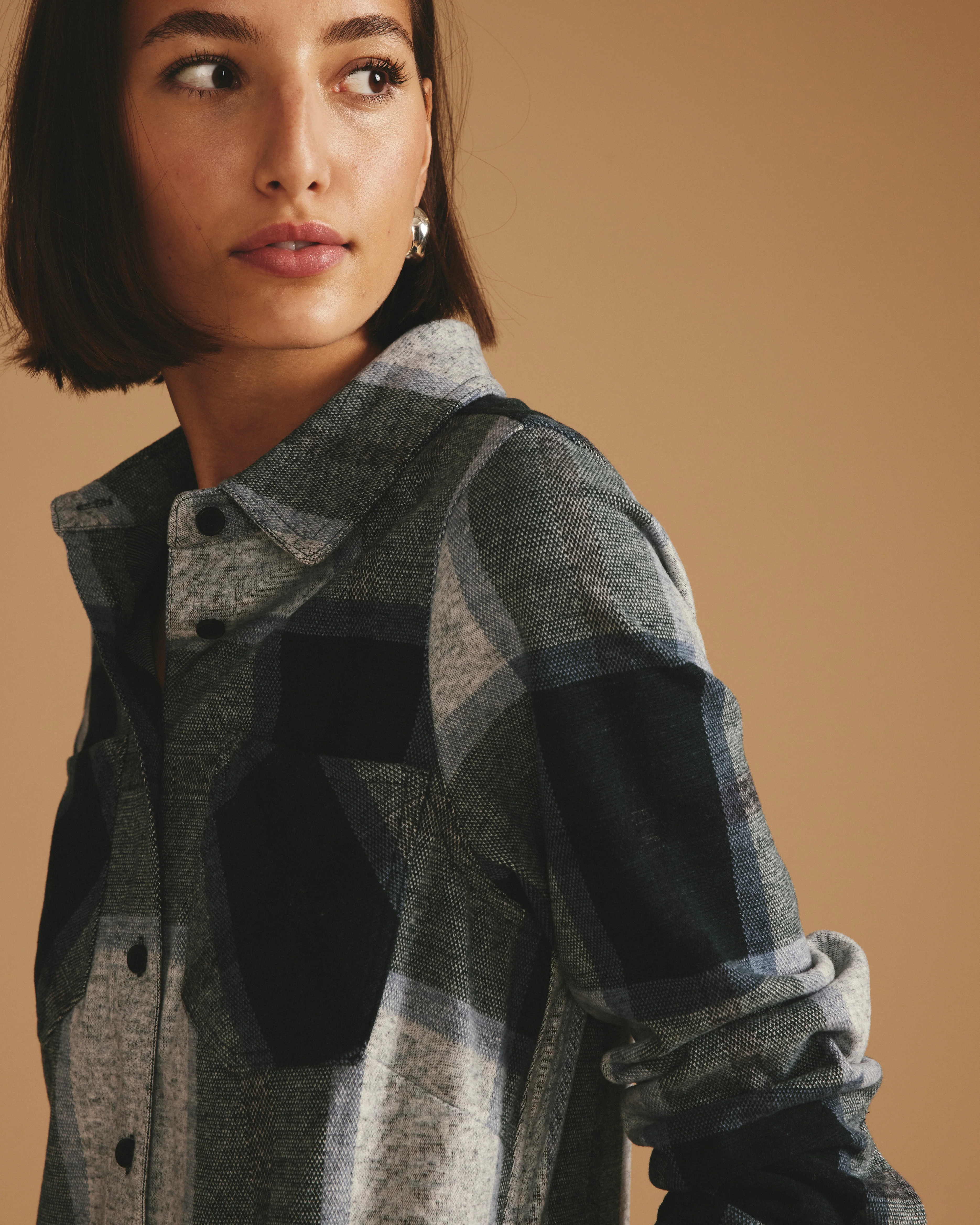 Maine Stretch Flannel Shirtdress - Mate Green Plaid - Image 3