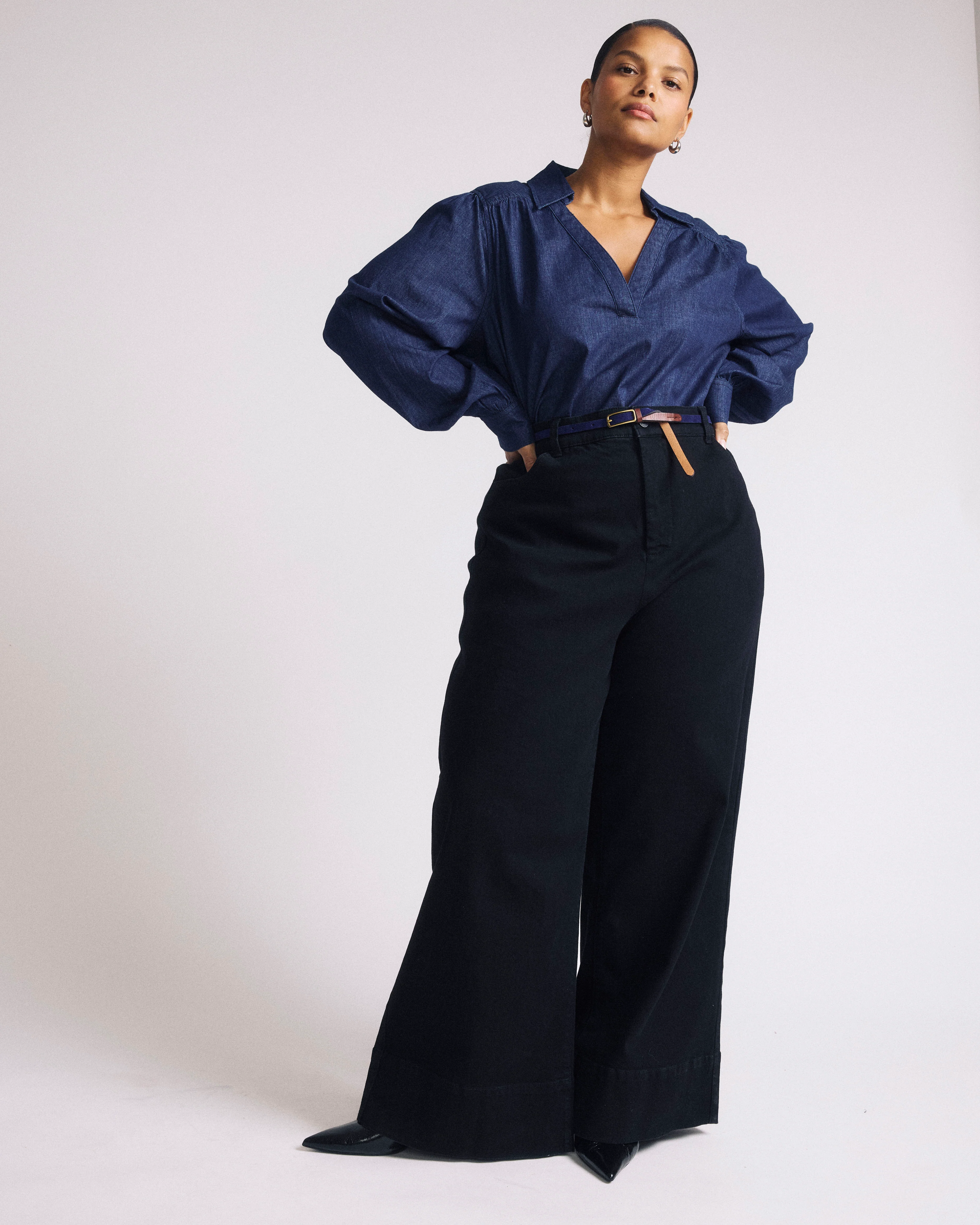 Maisie Cotton Chambray Blouse - Dark Indigo - Image 2