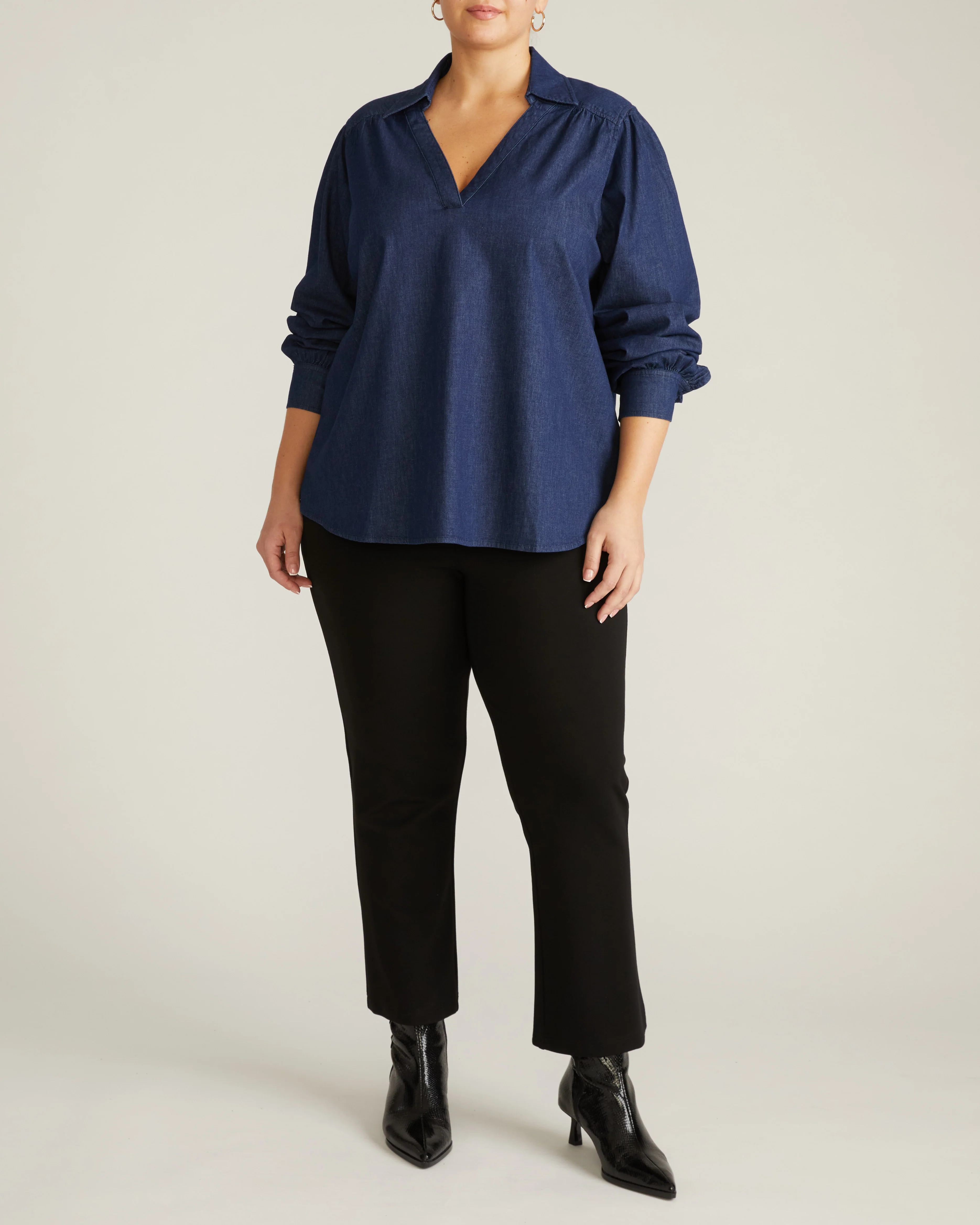 Maisie Cotton Chambray Blouse - Dark Indigo - Image 4