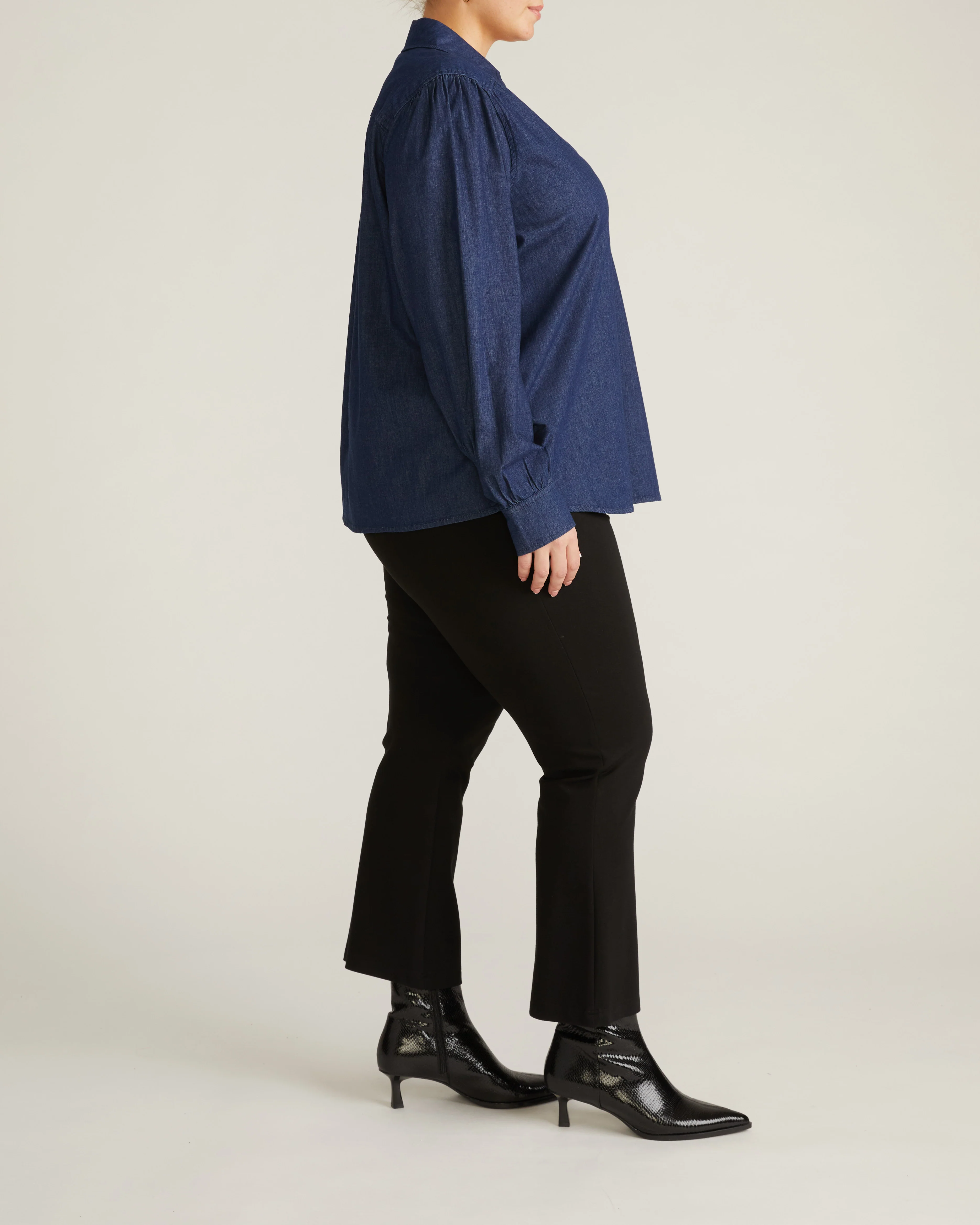 Maisie Cotton Chambray Blouse - Dark Indigo - Image 5
