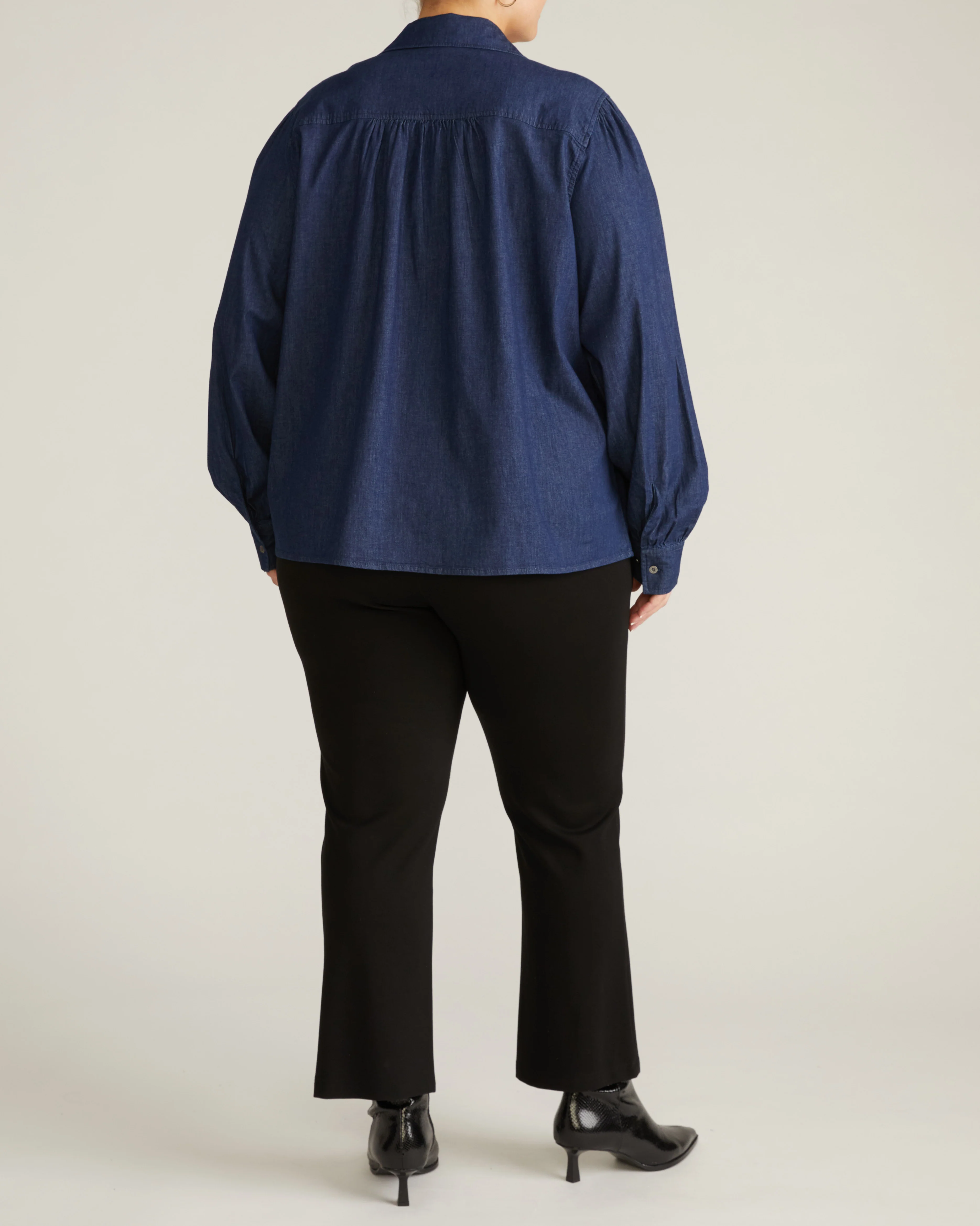 Maisie Cotton Chambray Blouse - Dark Indigo - Image 6