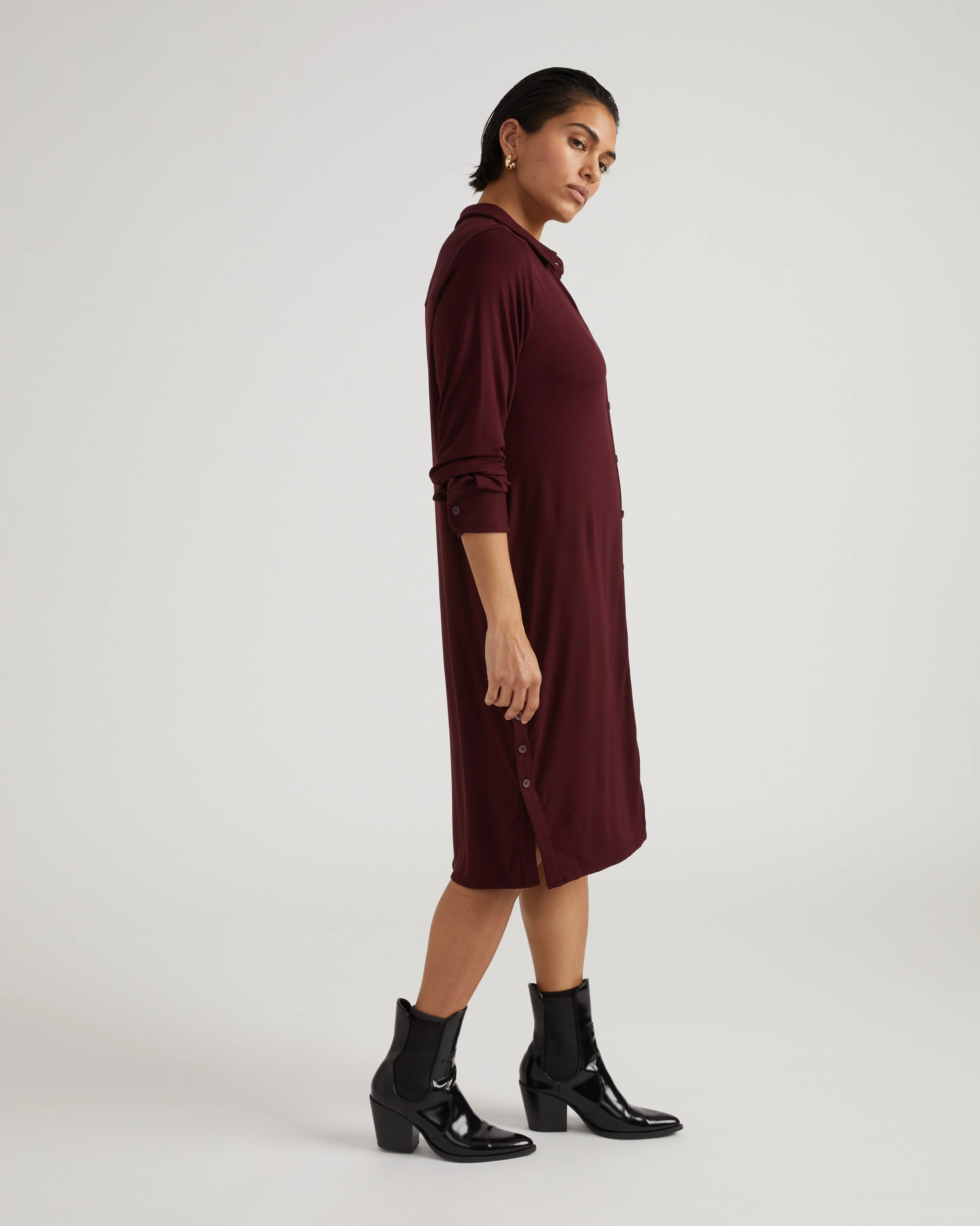 Marcie Liquid Jersey Dress - Black Cherry - Image 2