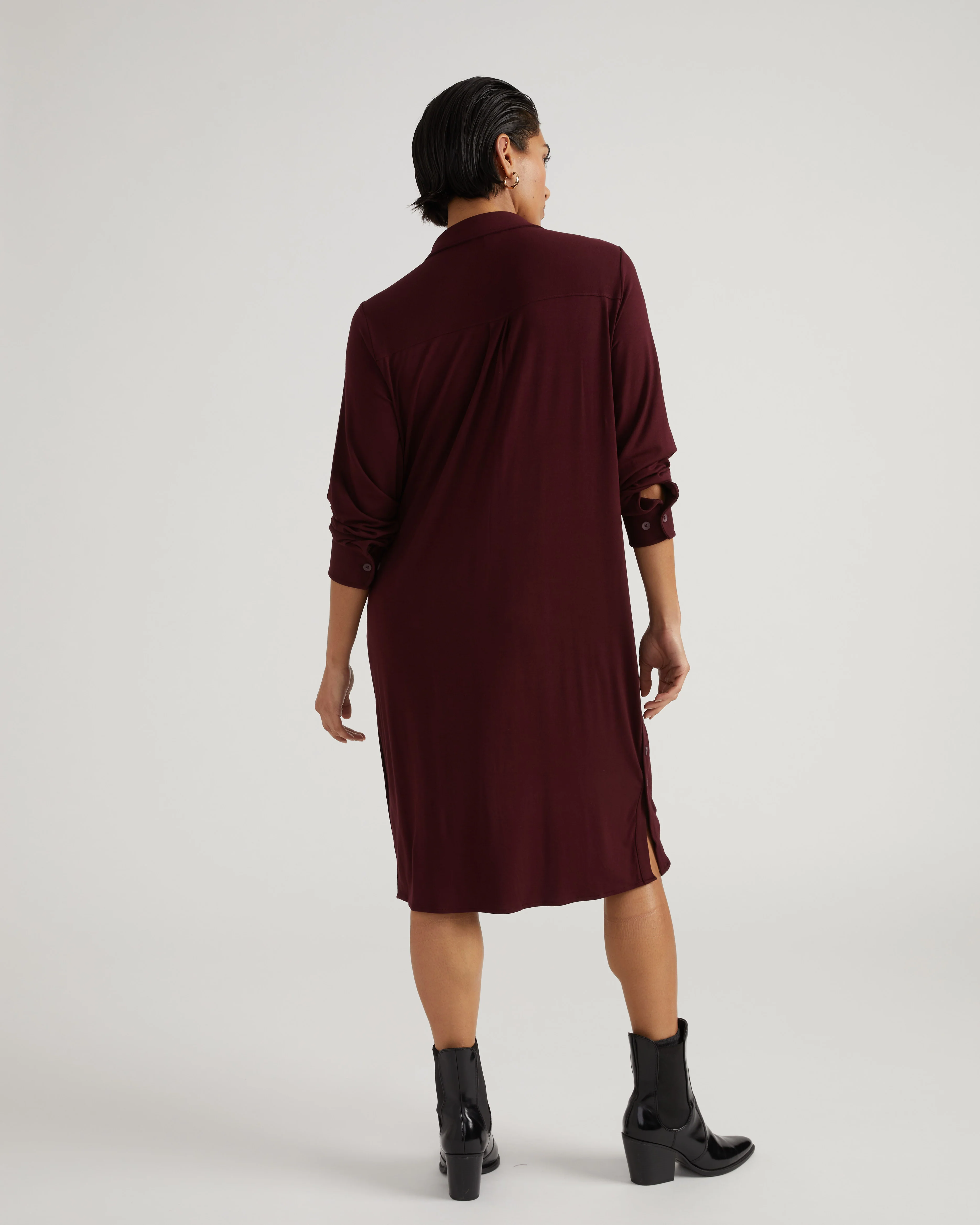 Marcie Liquid Jersey Dress - Black Cherry - Image 3
