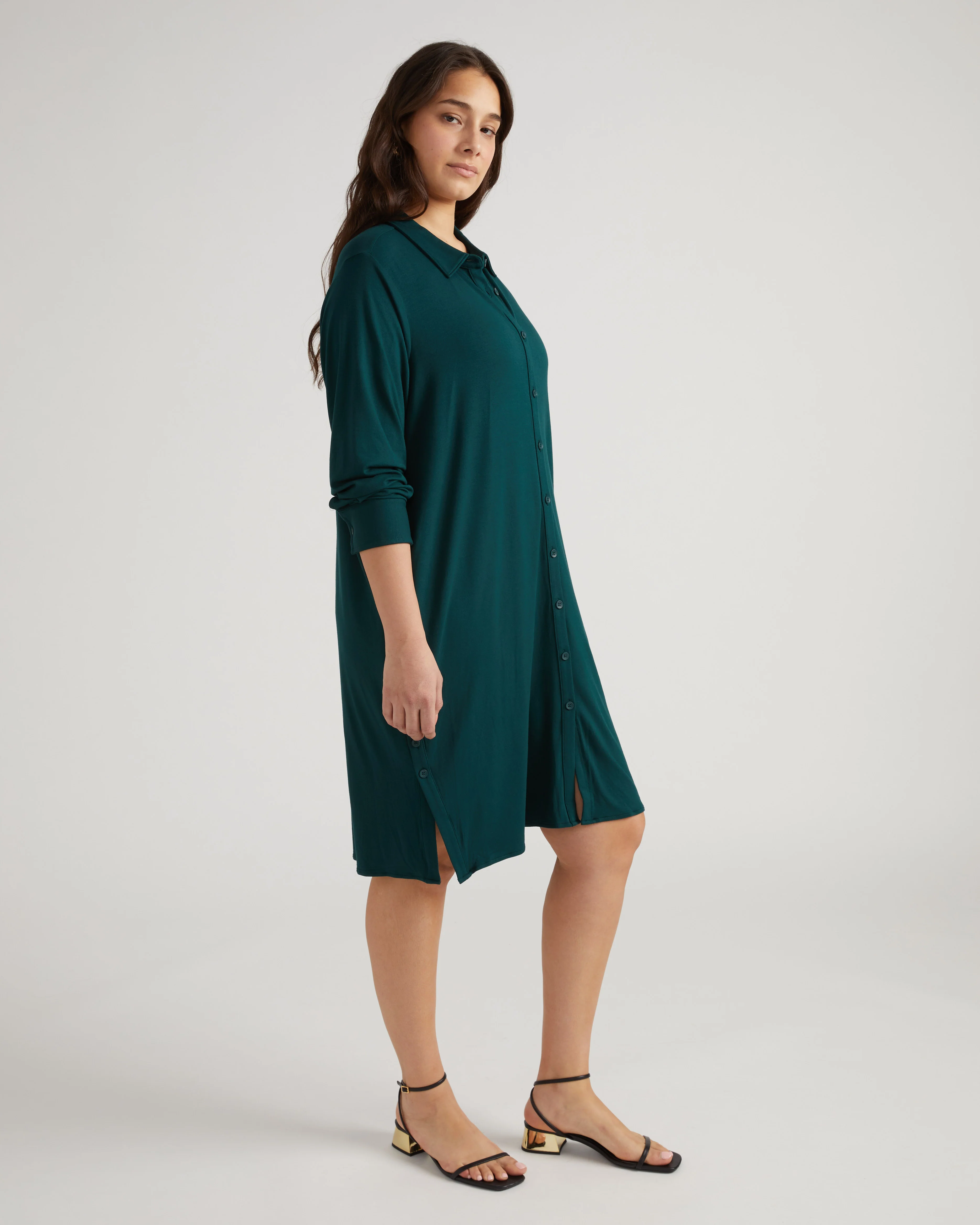 Marcie Liquid Jersey Dress - Forest Green - Image 2