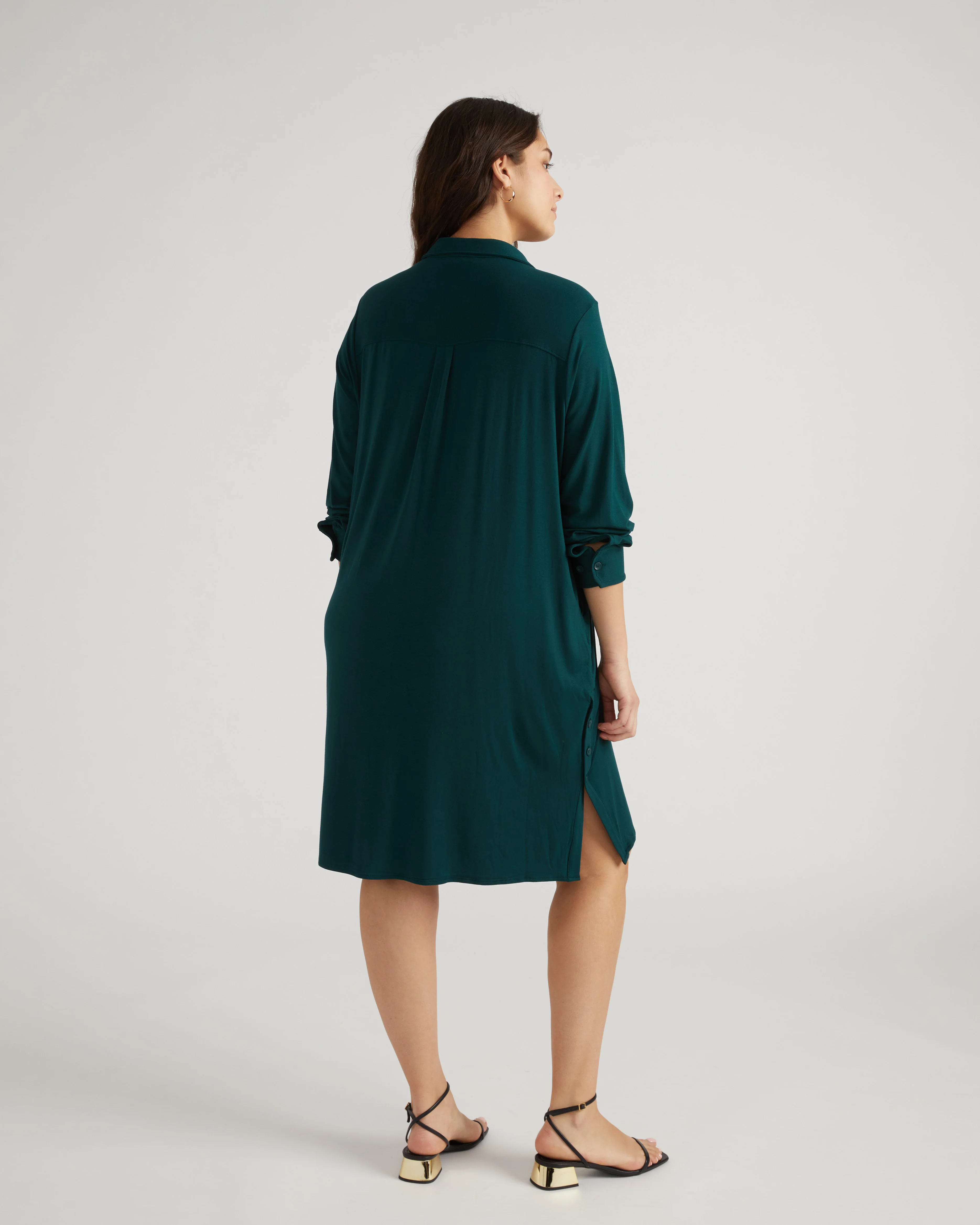 Marcie Liquid Jersey Dress - Forest Green - Image 3