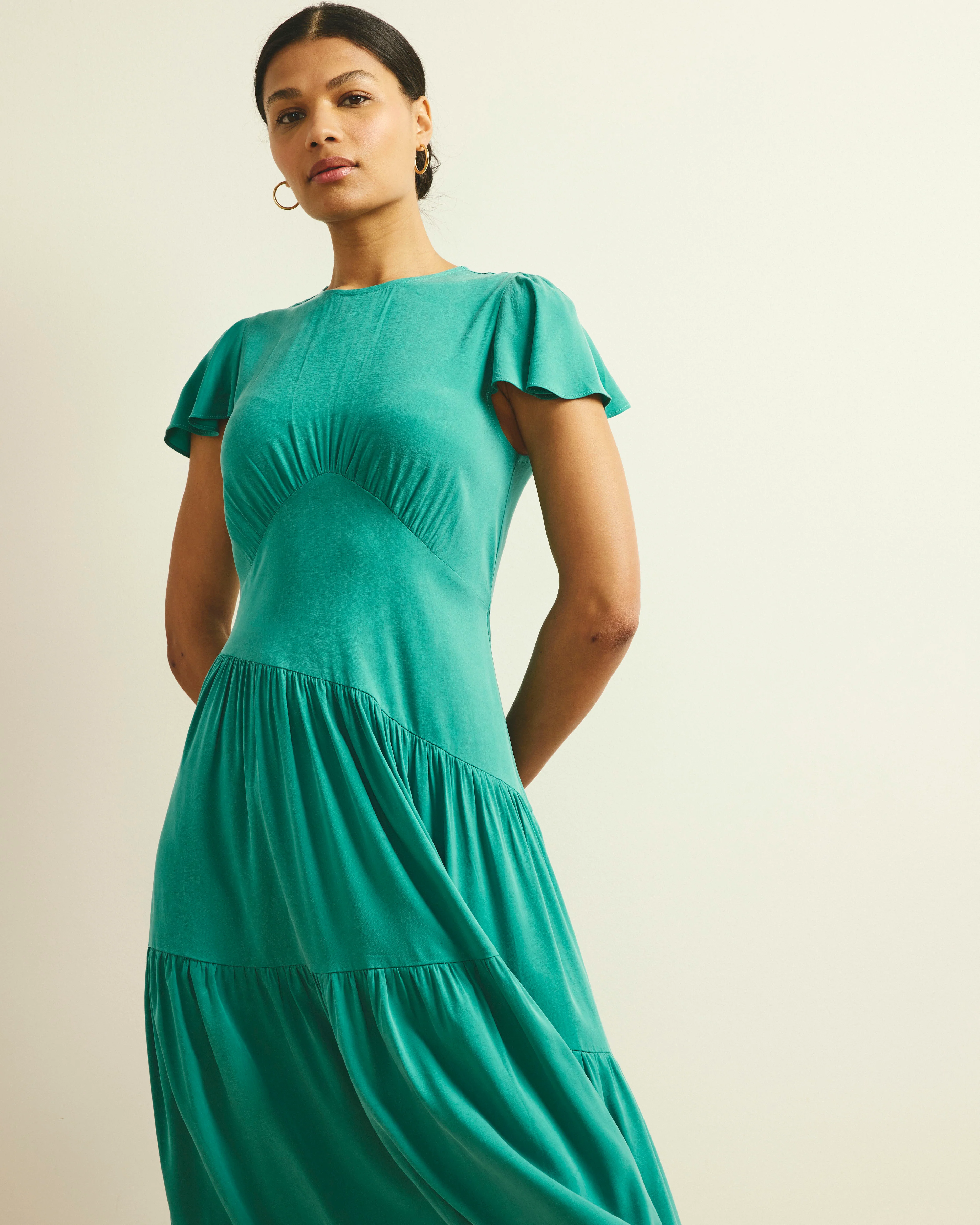 Mariella Stretch Cupro Dress - Green Tourmaline - Image 4