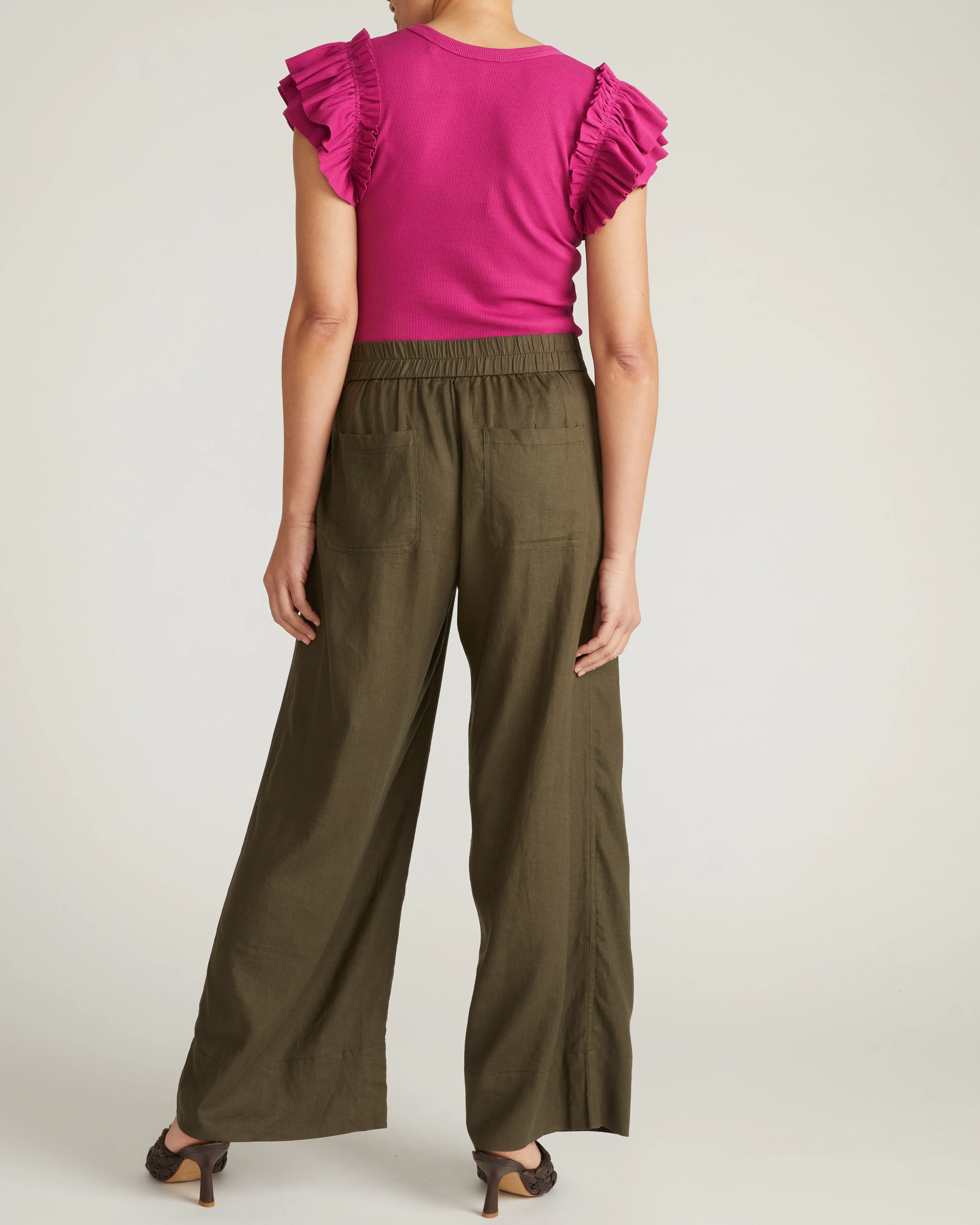 Marley Wide Leg Linen Pants - Camo - Image 4