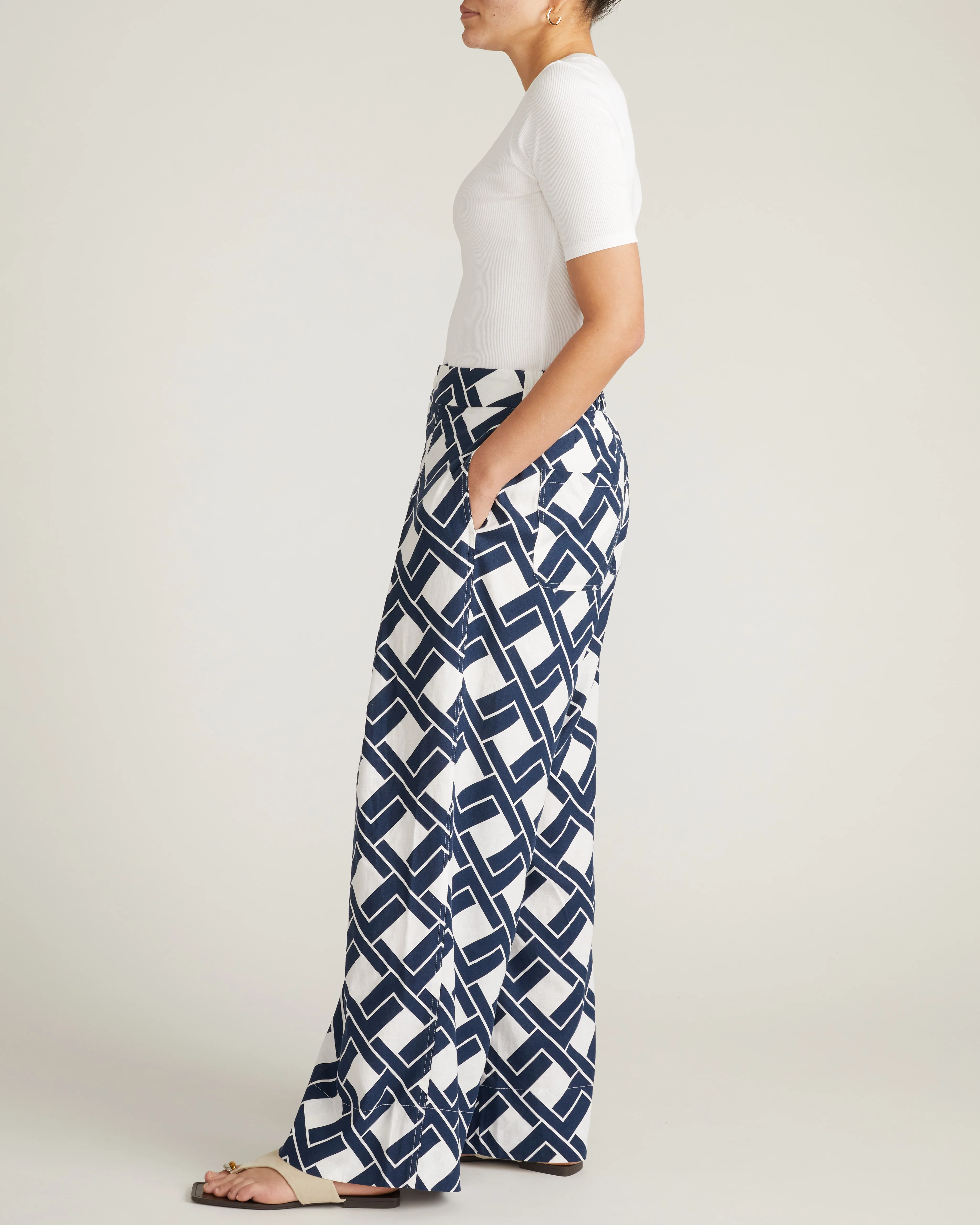 Marley Wide Leg Linen Pants - Geometrica Print - Image 4