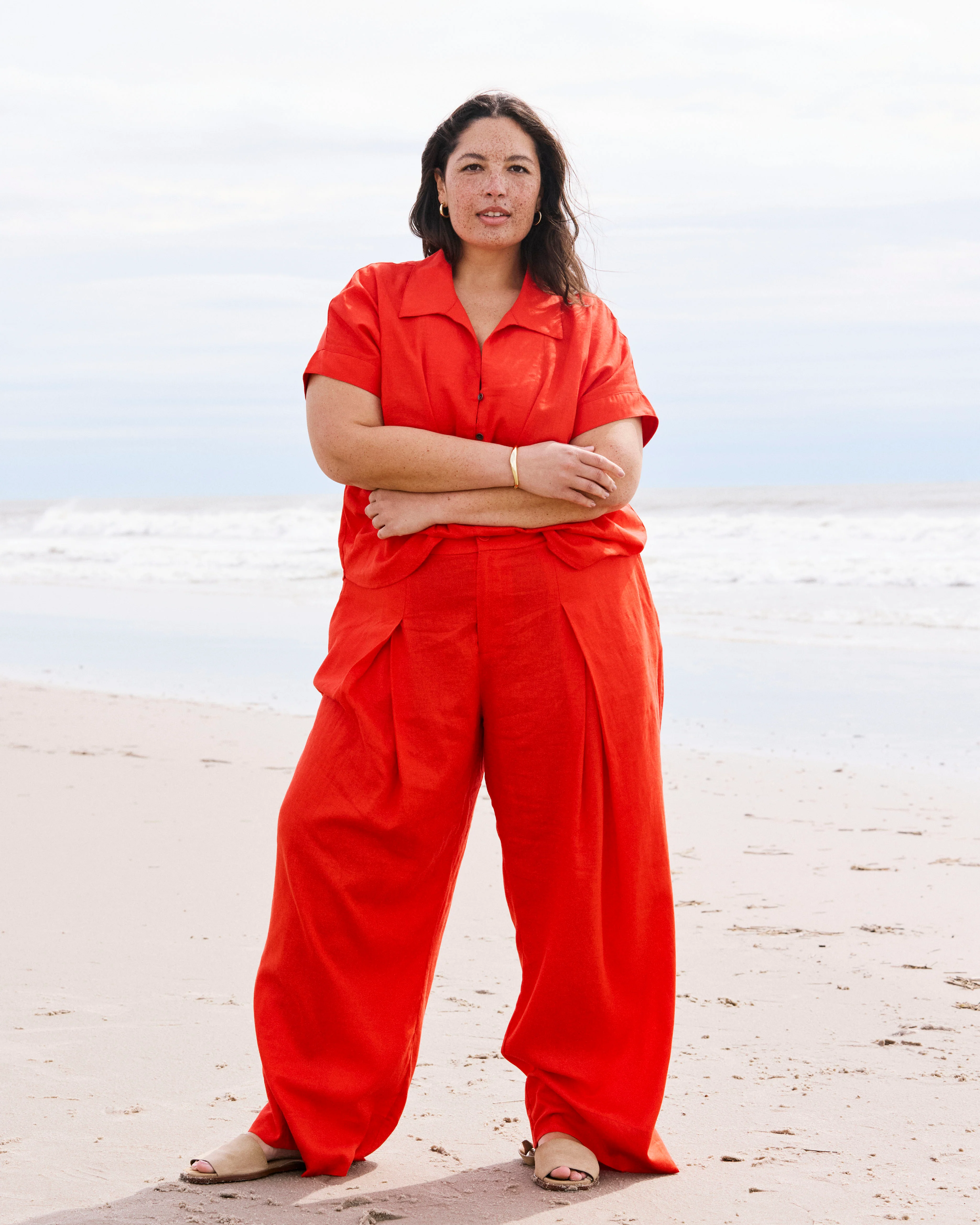 Marley Wide Leg Linen Pants - Shoreline Sunset - Image 2