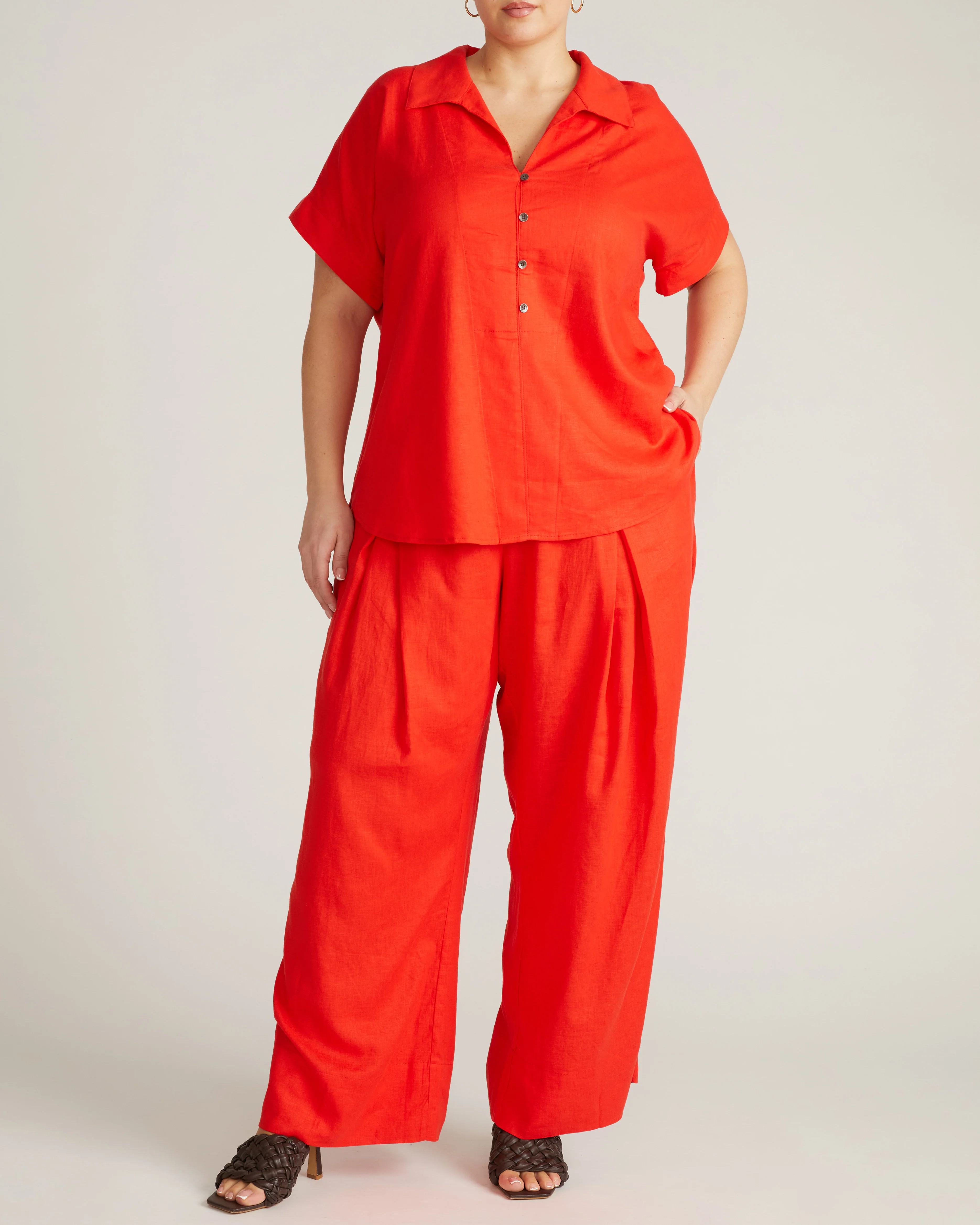 Marley Wide Leg Linen Pants - Shoreline Sunset - Image 5