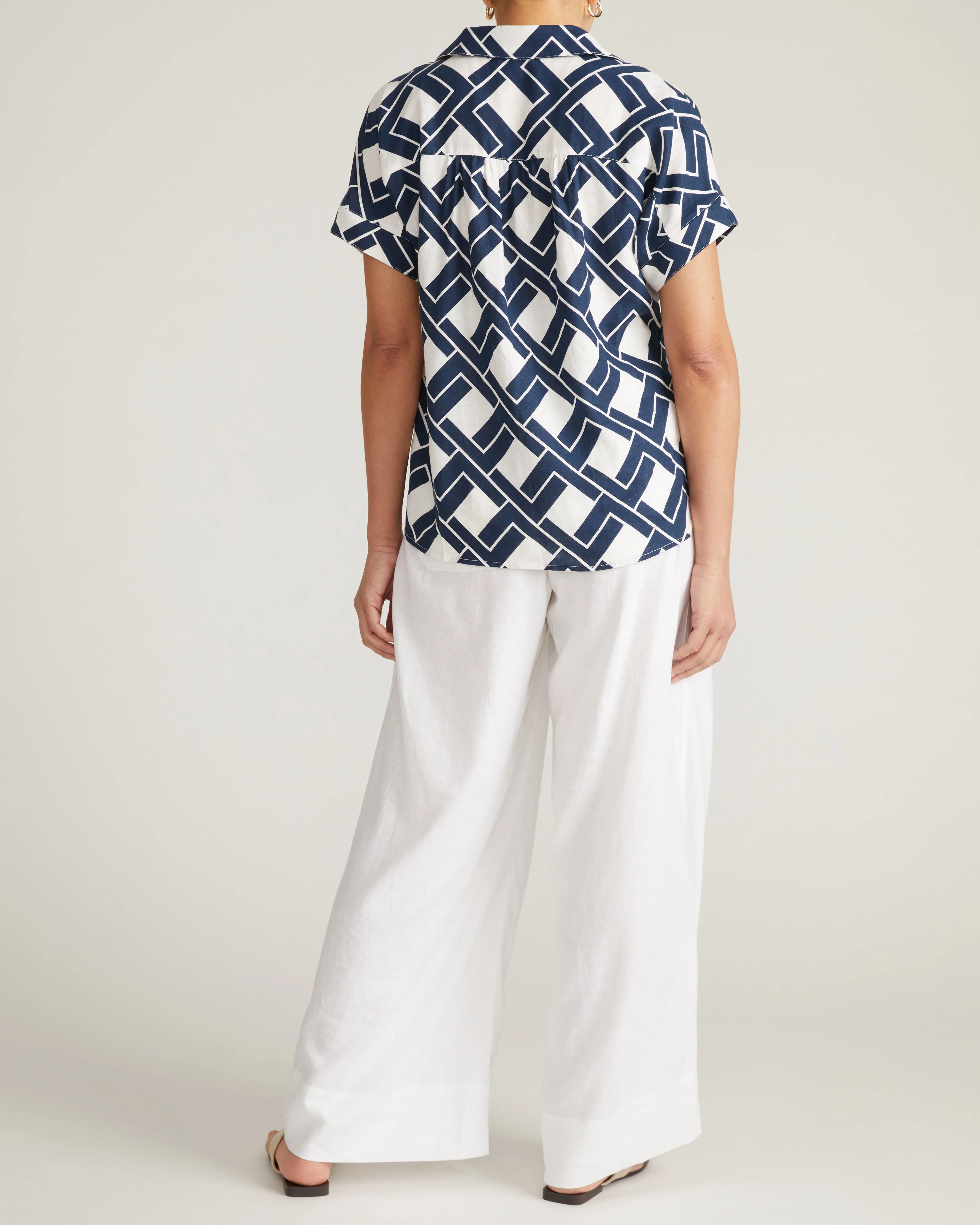 Marley Wide Leg Linen Pants - White - Image 5