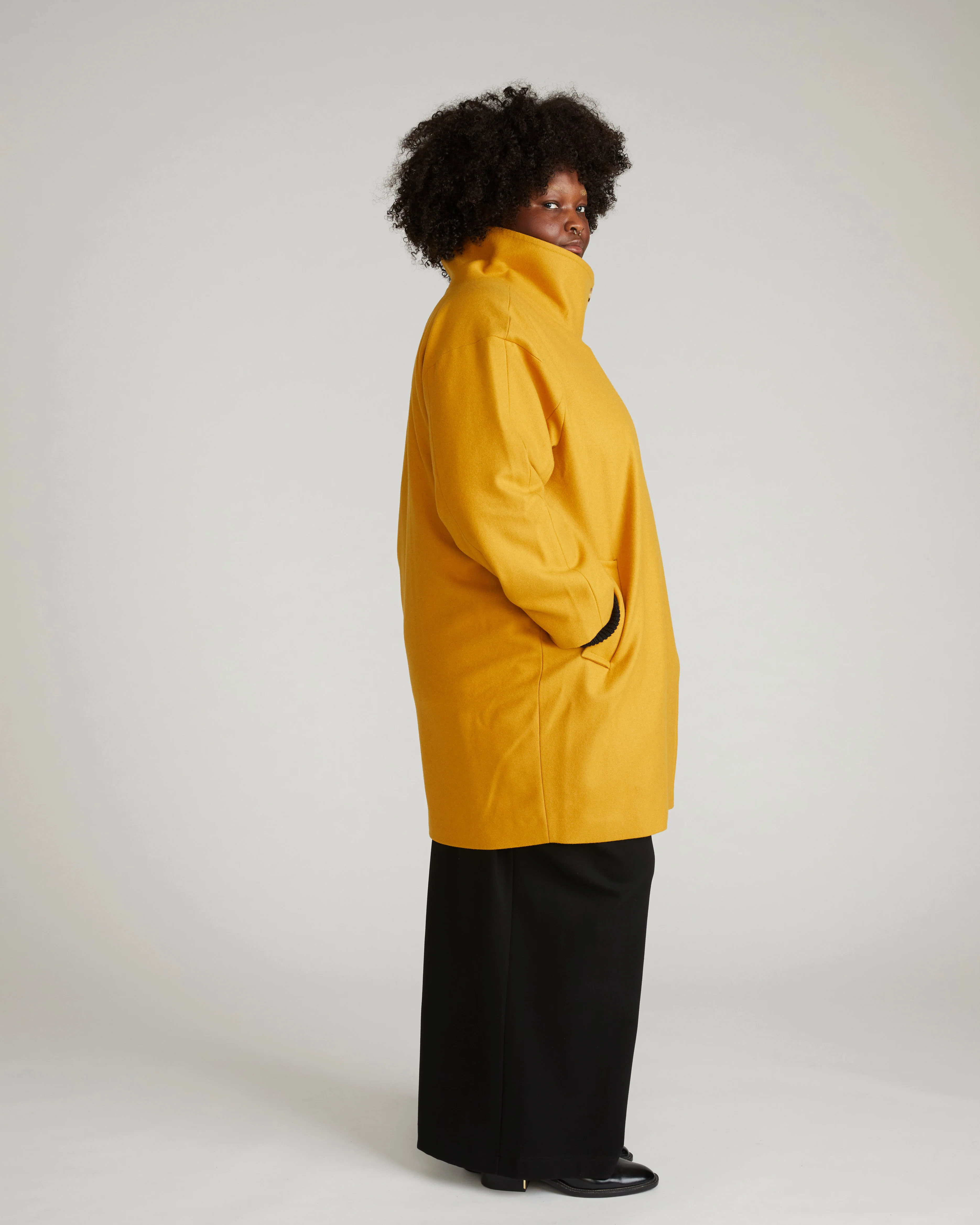 Marlo Cocoon Coat - Mustard - Image 2