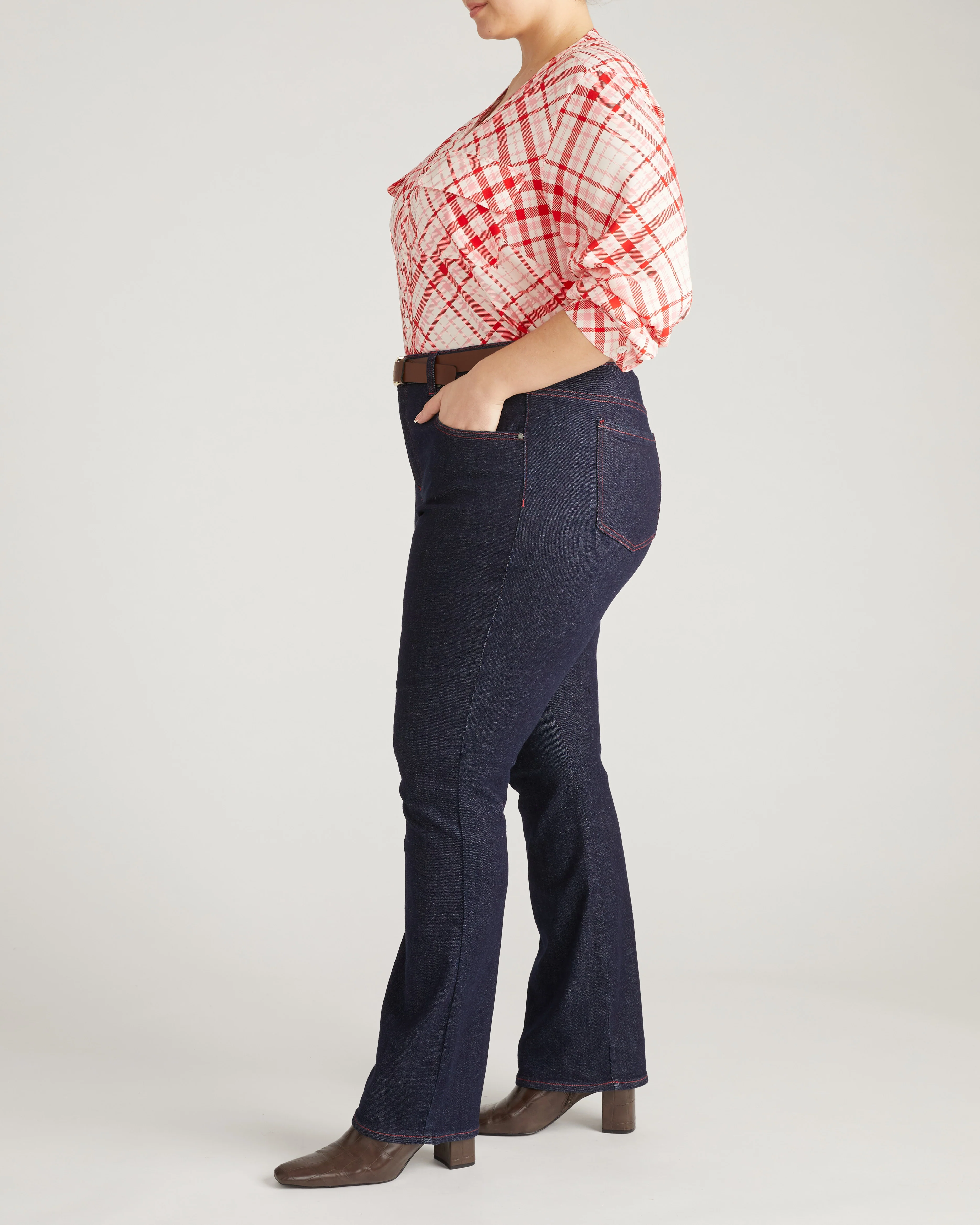Marne Bootcut Jeans 32 inch - Americana Wash with Red Stitching - Image 5