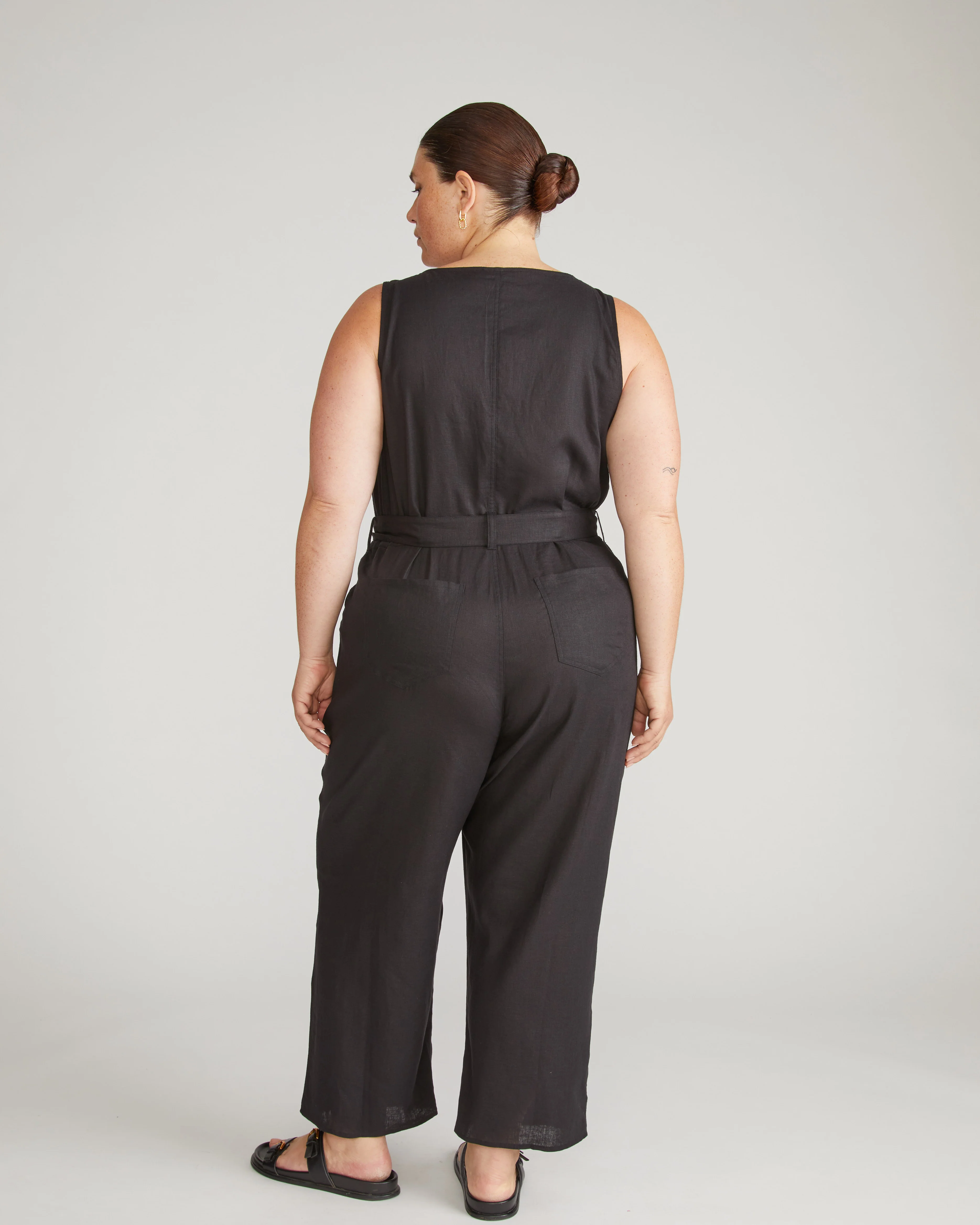 Matilda Linen Jumpsuit - Black - Image 7