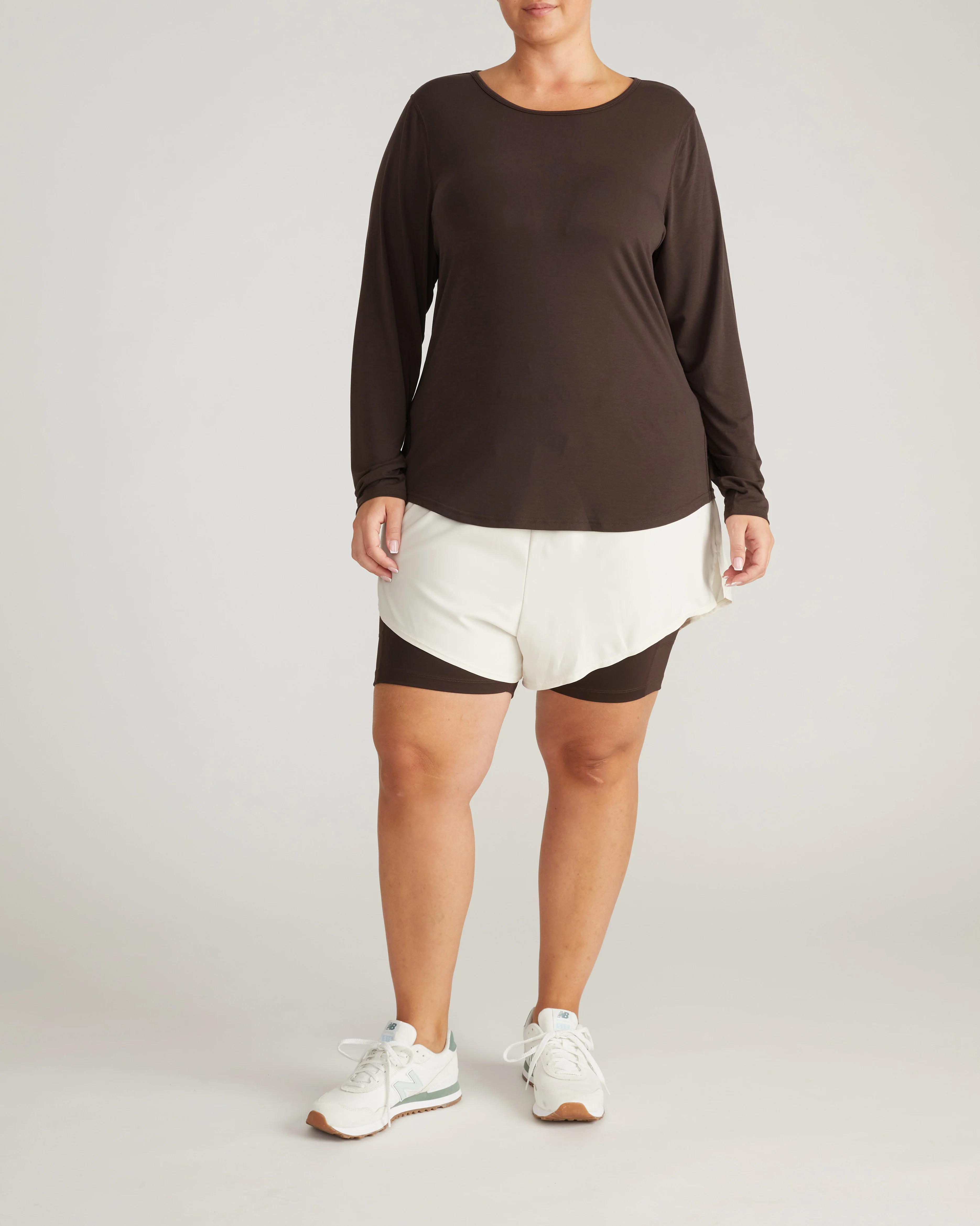 Mia Long Sleeve Movement Tee - Deep Brown - Image 5
