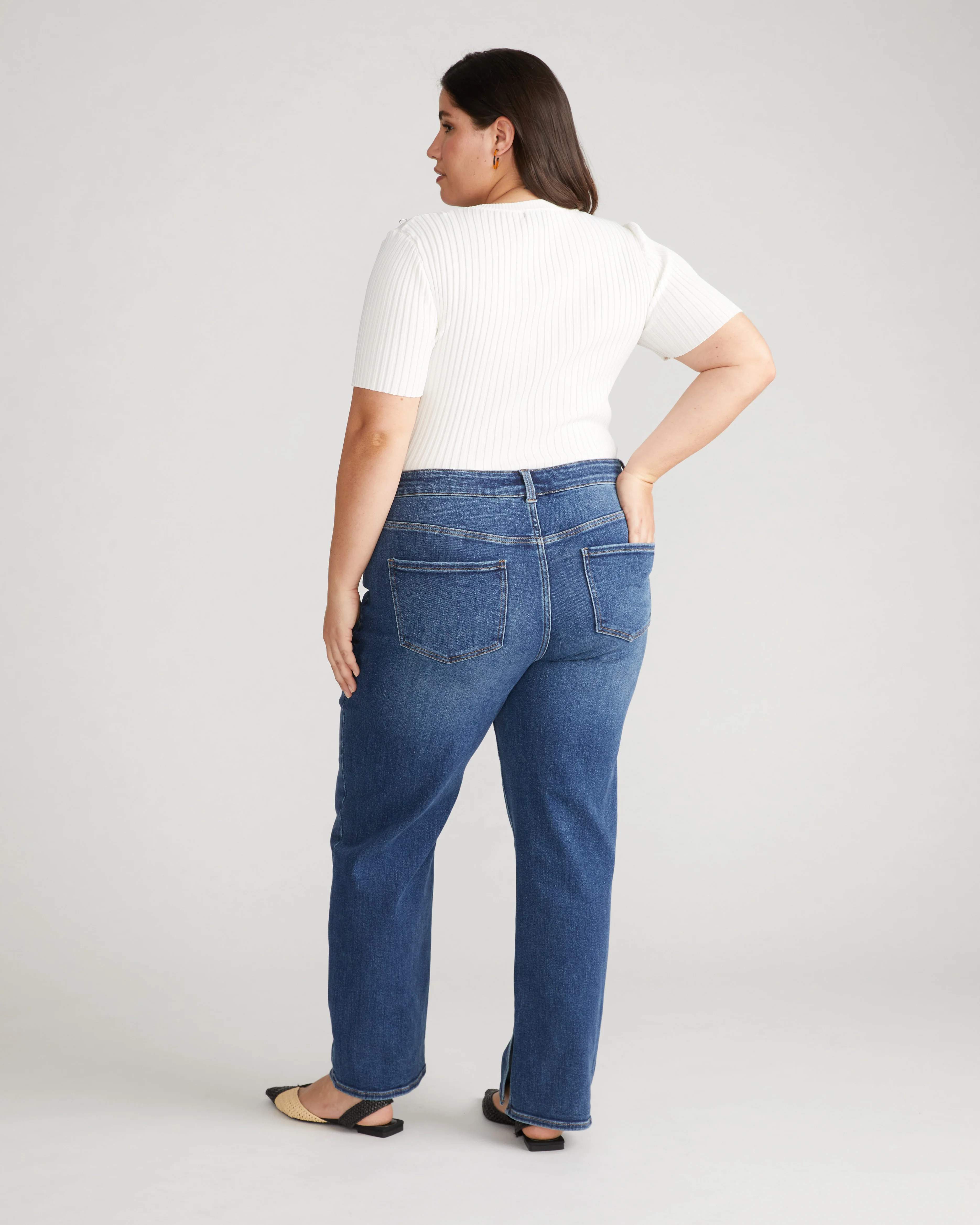 Mimi High Rise Split Hem Jeans 30 Inch - Midnight River - Image 4